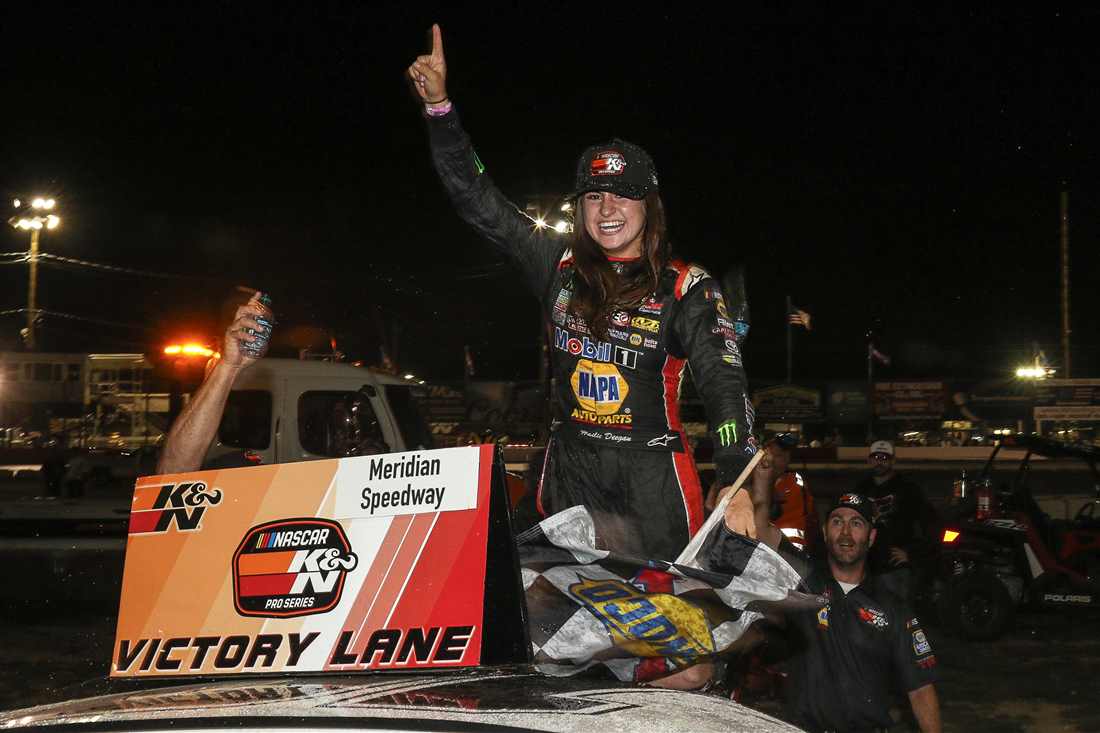 image from Hailie Deegan's historic win. Official Site Of NASCAR