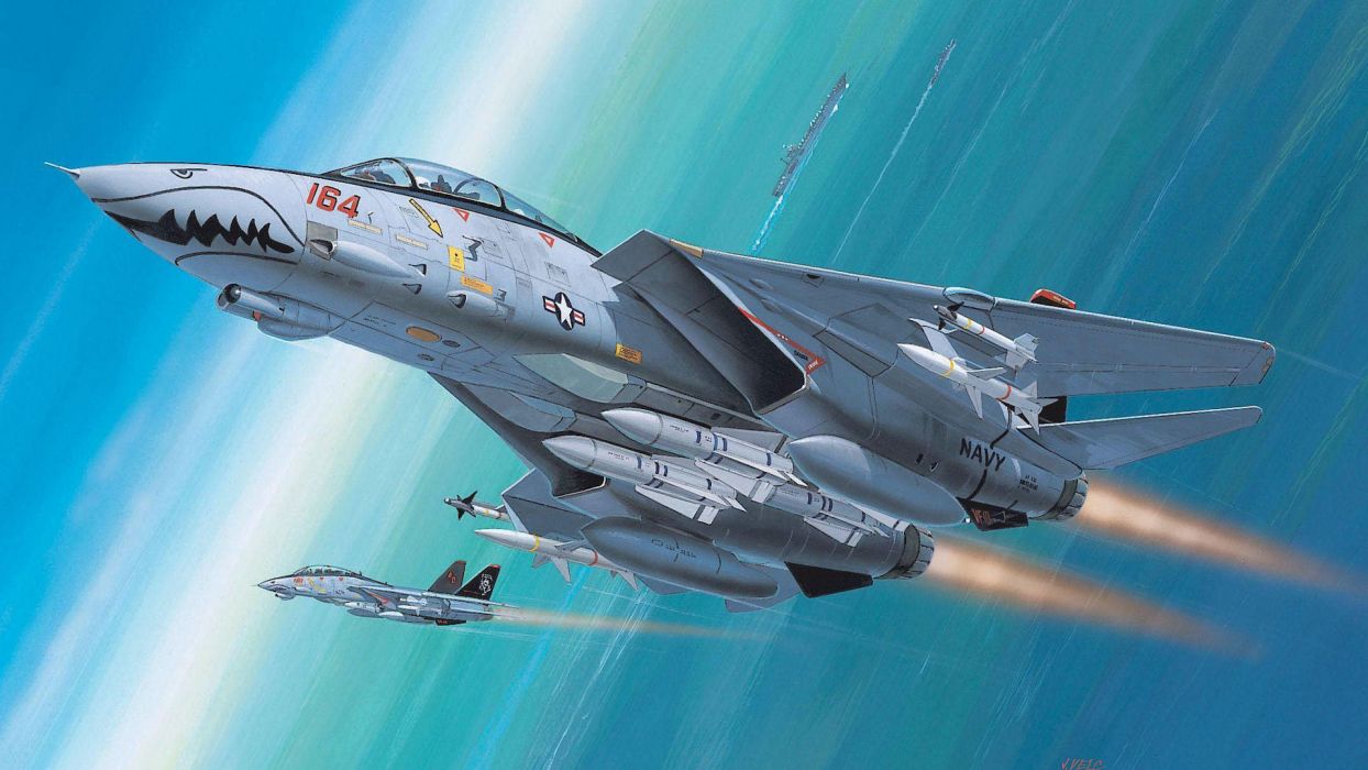 Grumman F 14 Tomcat Fighter Interceptor Navy AVIANISETS Missiles Risunoik Military Jet Jets Wallpaperx1080