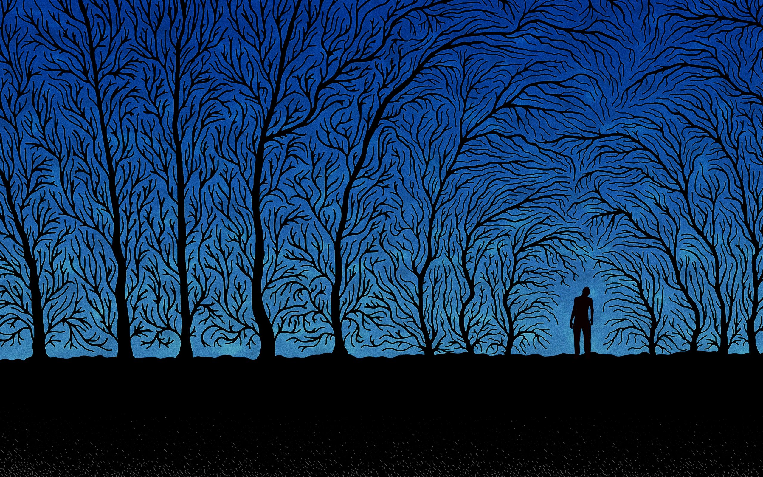 Download Wallpaper, Download creepy abstract trees night forest twilight silhouette shadows haunted dusk 2560x1600 wallpaper Wallpaper –Free Wallpaper Download