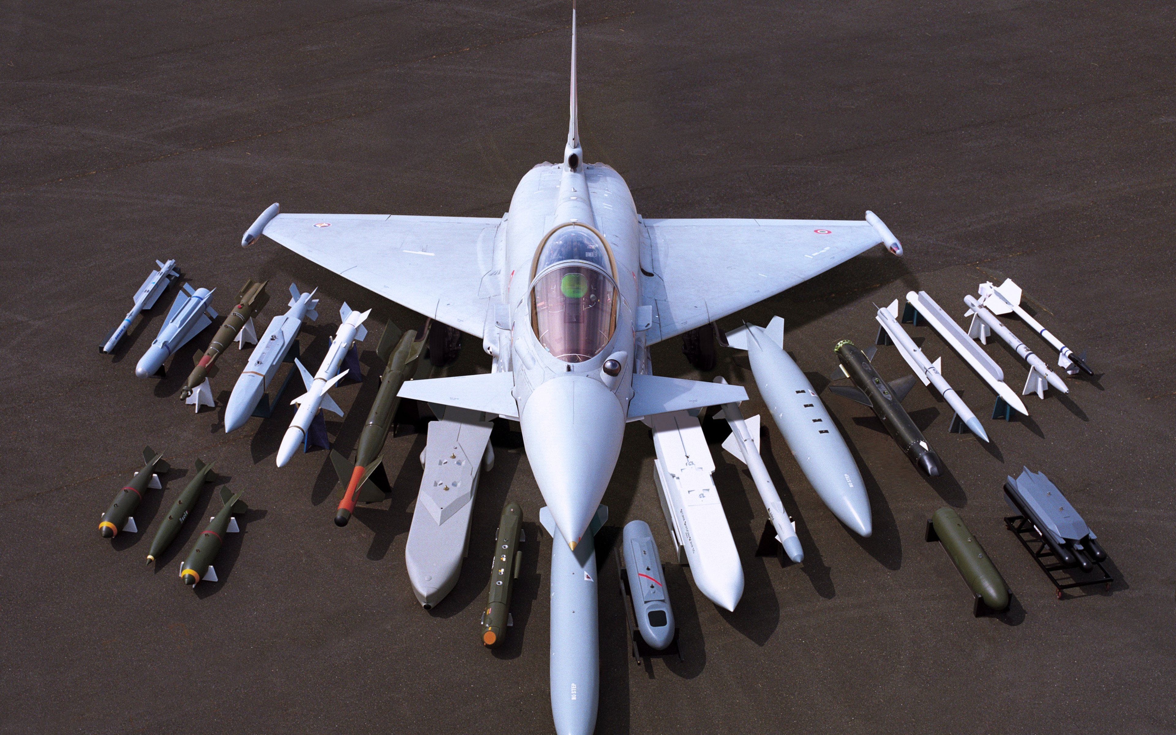 Eurofighter Typhoon Missiles bombs shells Military aircraft fighter Flight wallpaperx2400