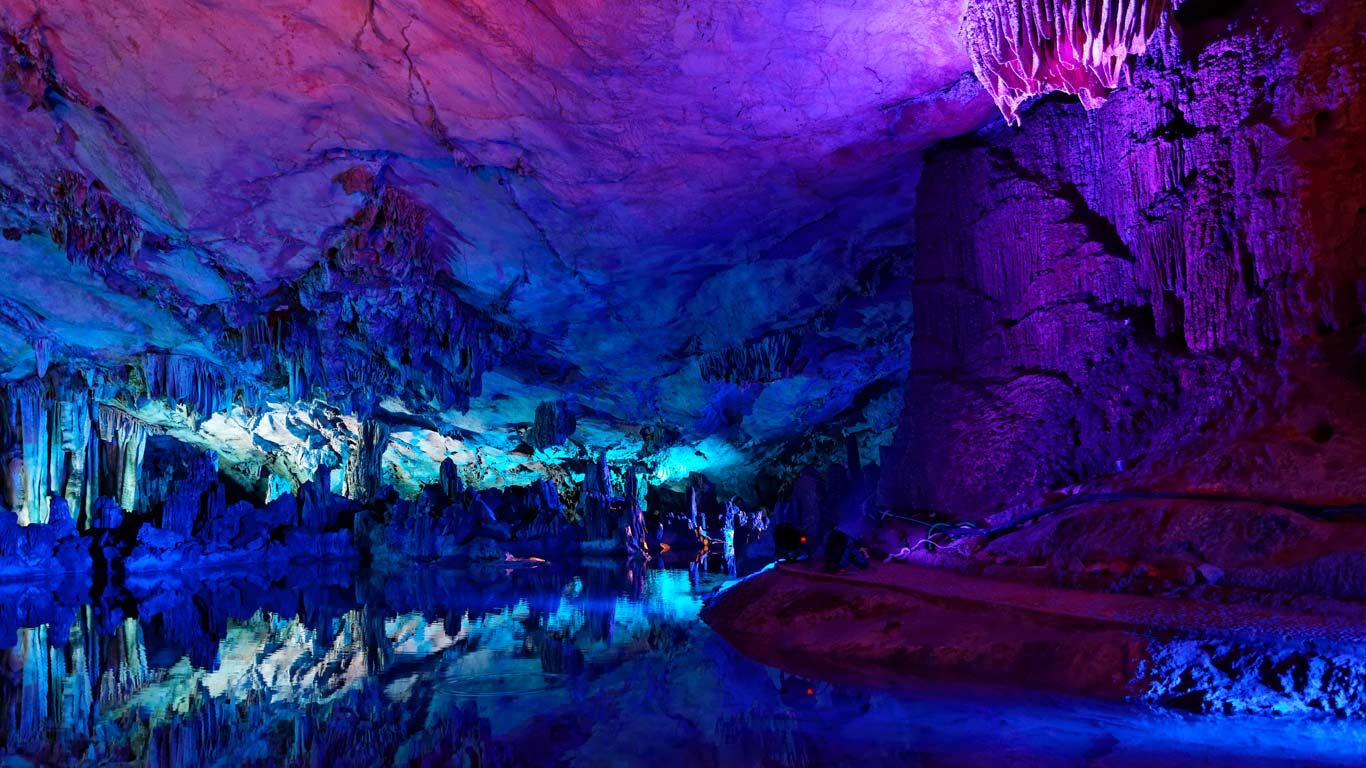 Reed Flute Cave Wallpaper 1366×768