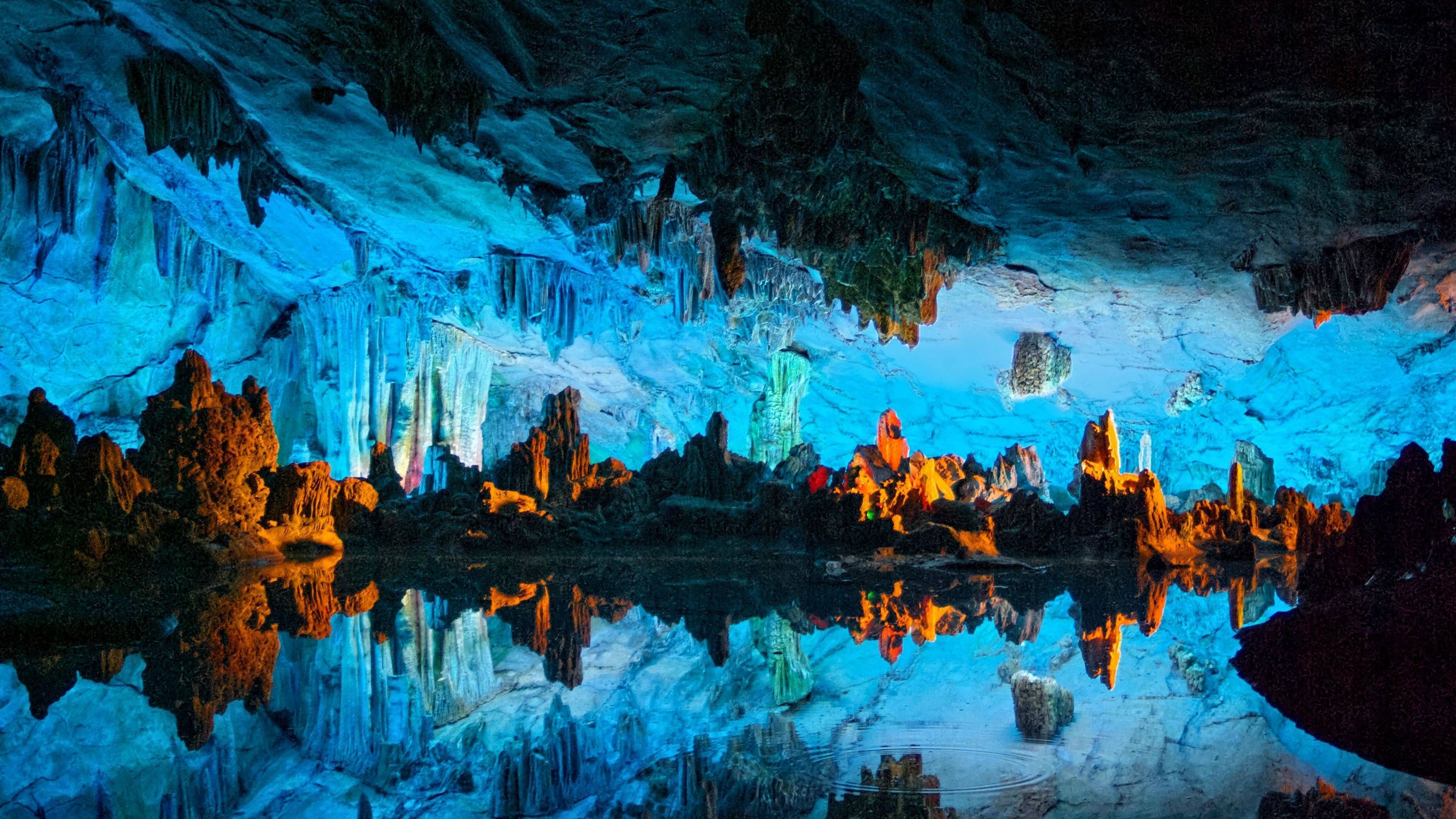 Beautiful Caves [3840 2160]. Reed flute cave, Fly around the world, Around the world in 80 days