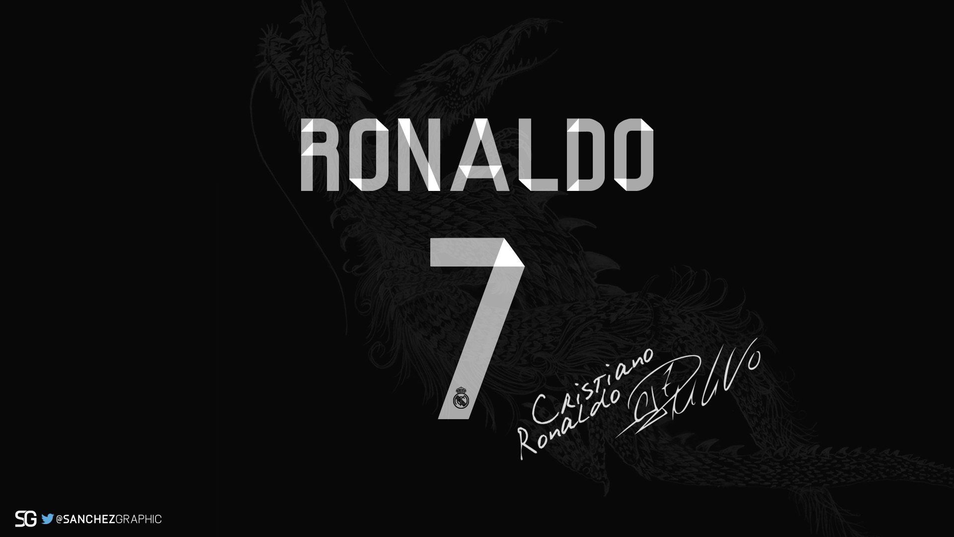 Background Ronaldo Black And White Wallpaper