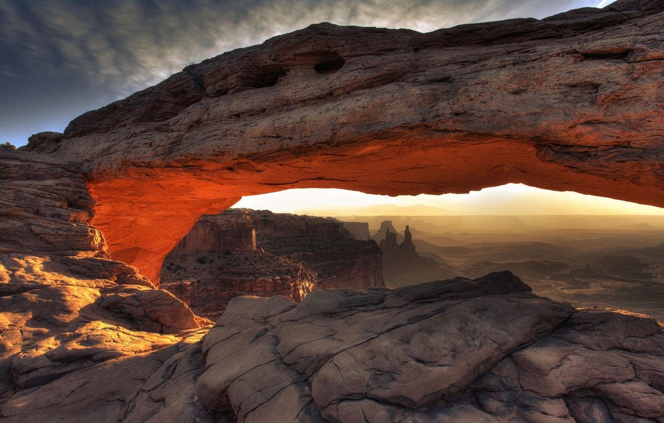 Wallpaper landscape, mountains, nature, canyon, panorama, Utah, USA, America, Mesa Arch, state, Canyonlands National Park image for desktop, section пейзажи