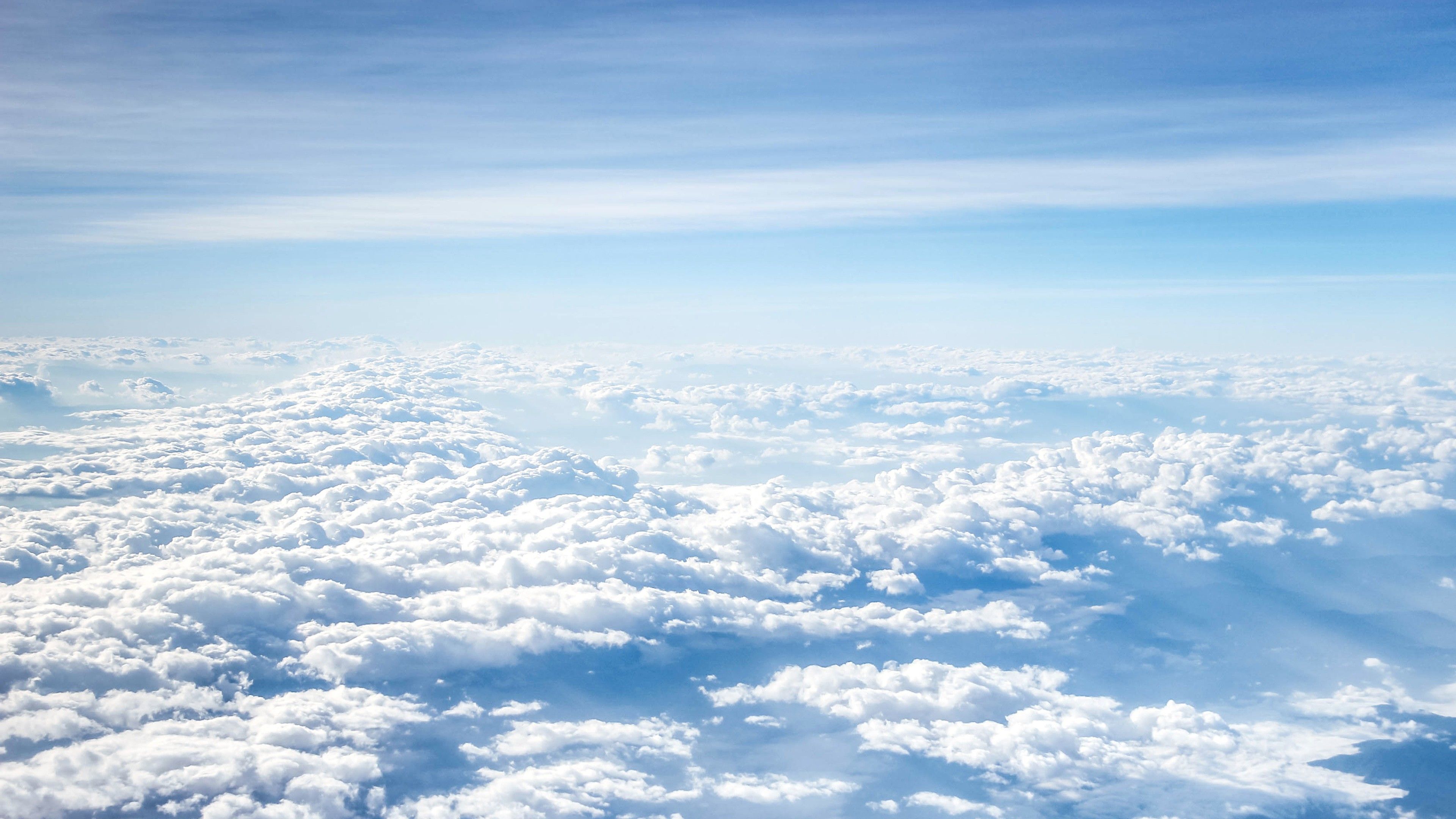 Aerial View Of Clouds Under Light Blue Sky 4K HD Light Blue Wallpaper