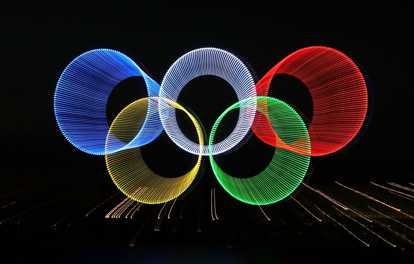Wallpaper rays, abstraction, lights, ring, Olympics image for desktop, section спорт
