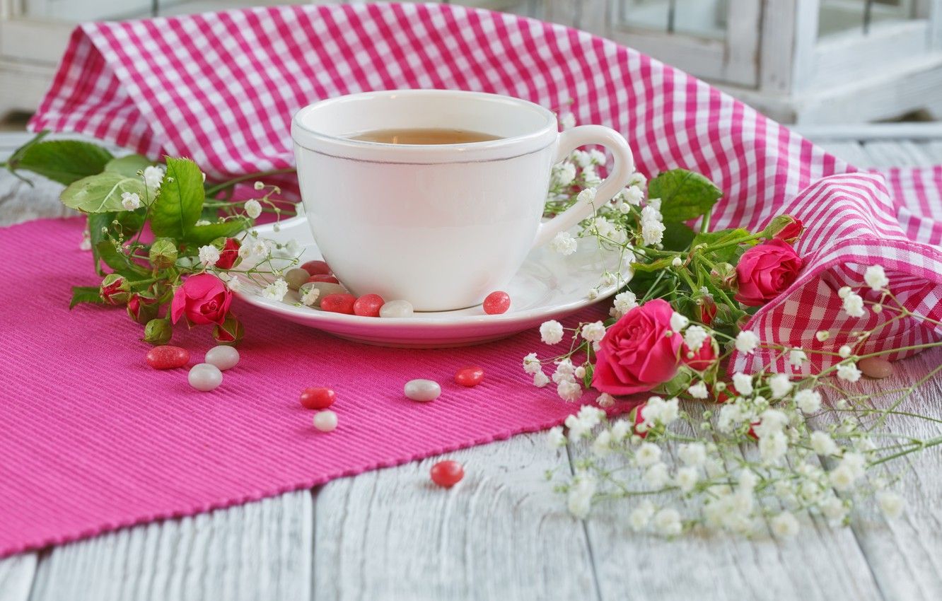 Wallpaper flowers, tea, Cup image for desktop, section настроения
