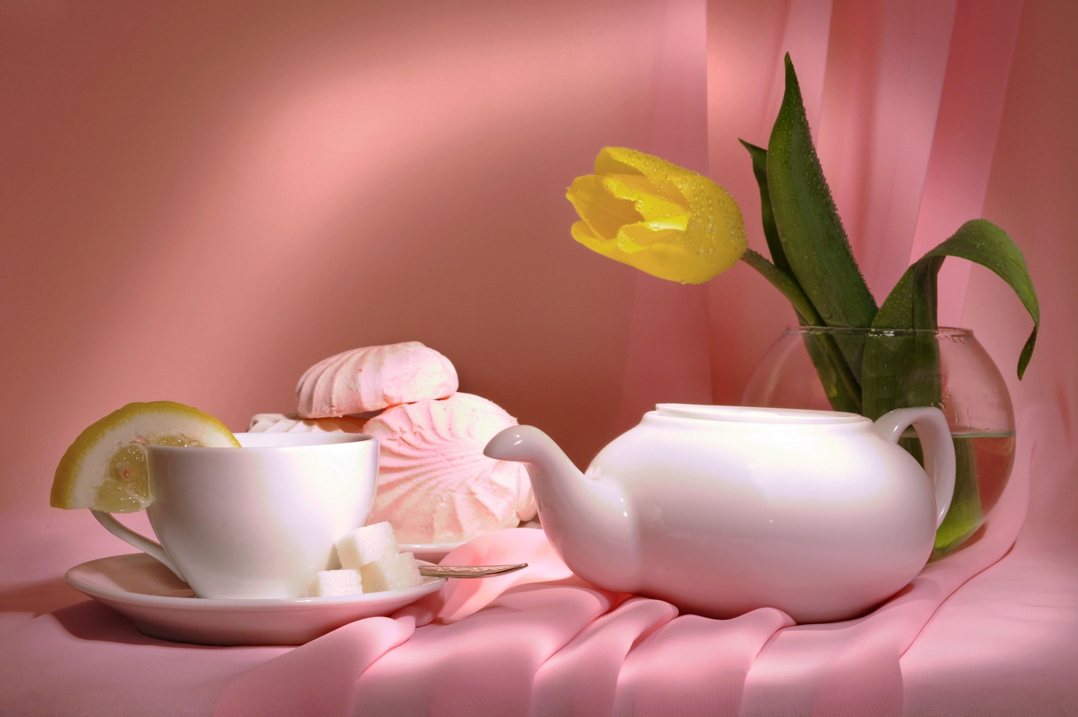 Wallpaper, Zephyr, tea, sugar, teapot, tulip 3579x2381