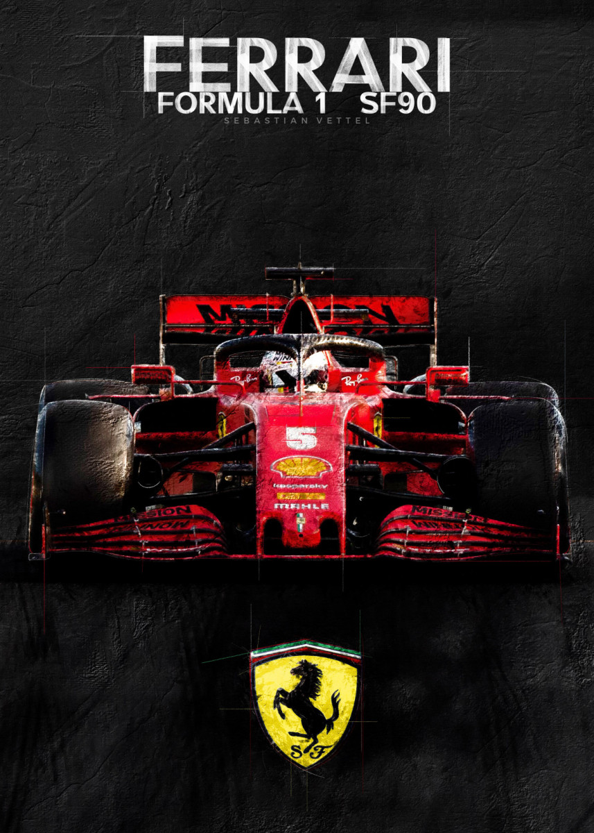 SEBASTIAN VETTEL' Poster by Studiosix. Displate. Cool sports cars, Ferrari, F1 art