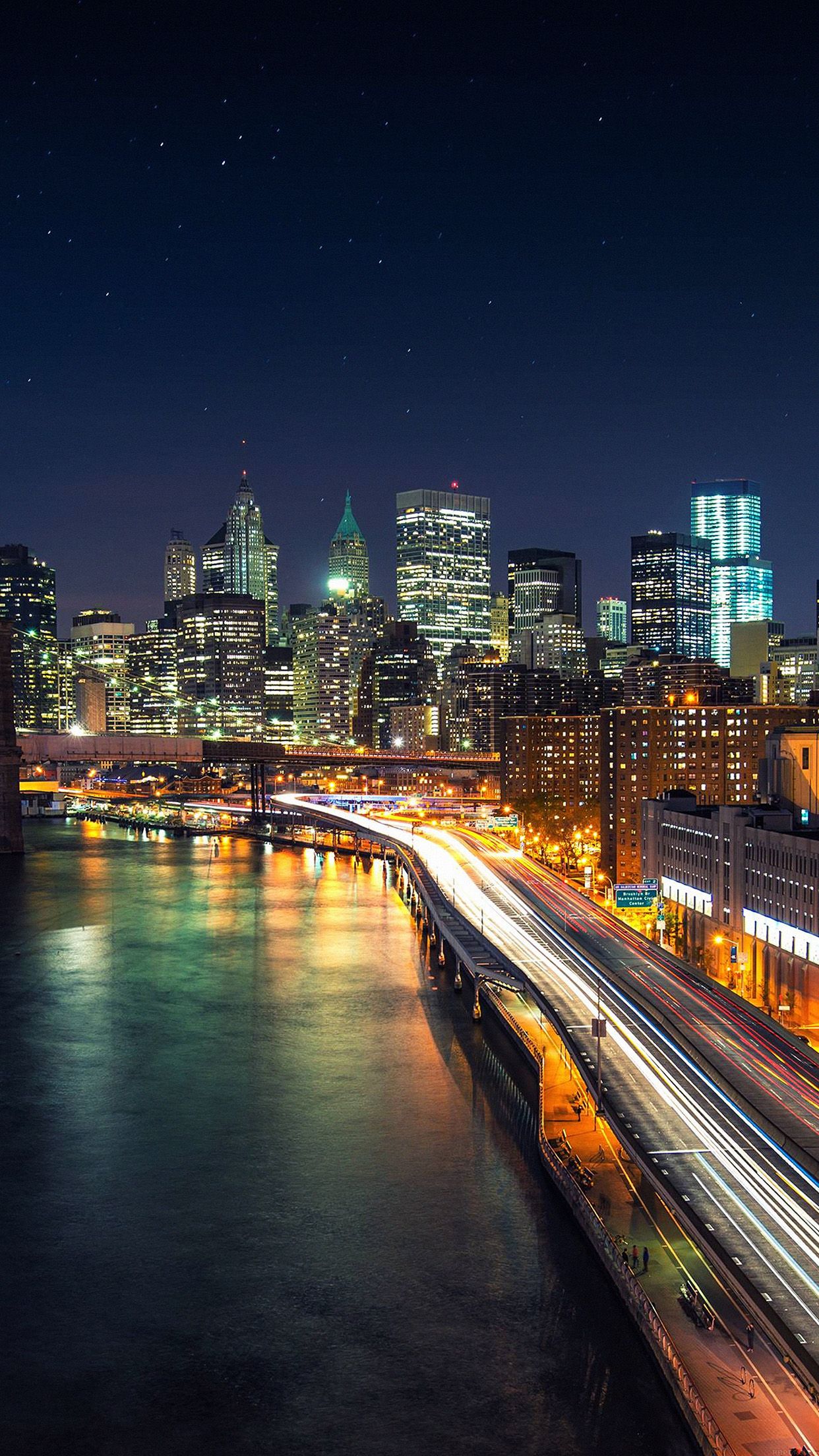 iPhone7papers city view lights bridge nature