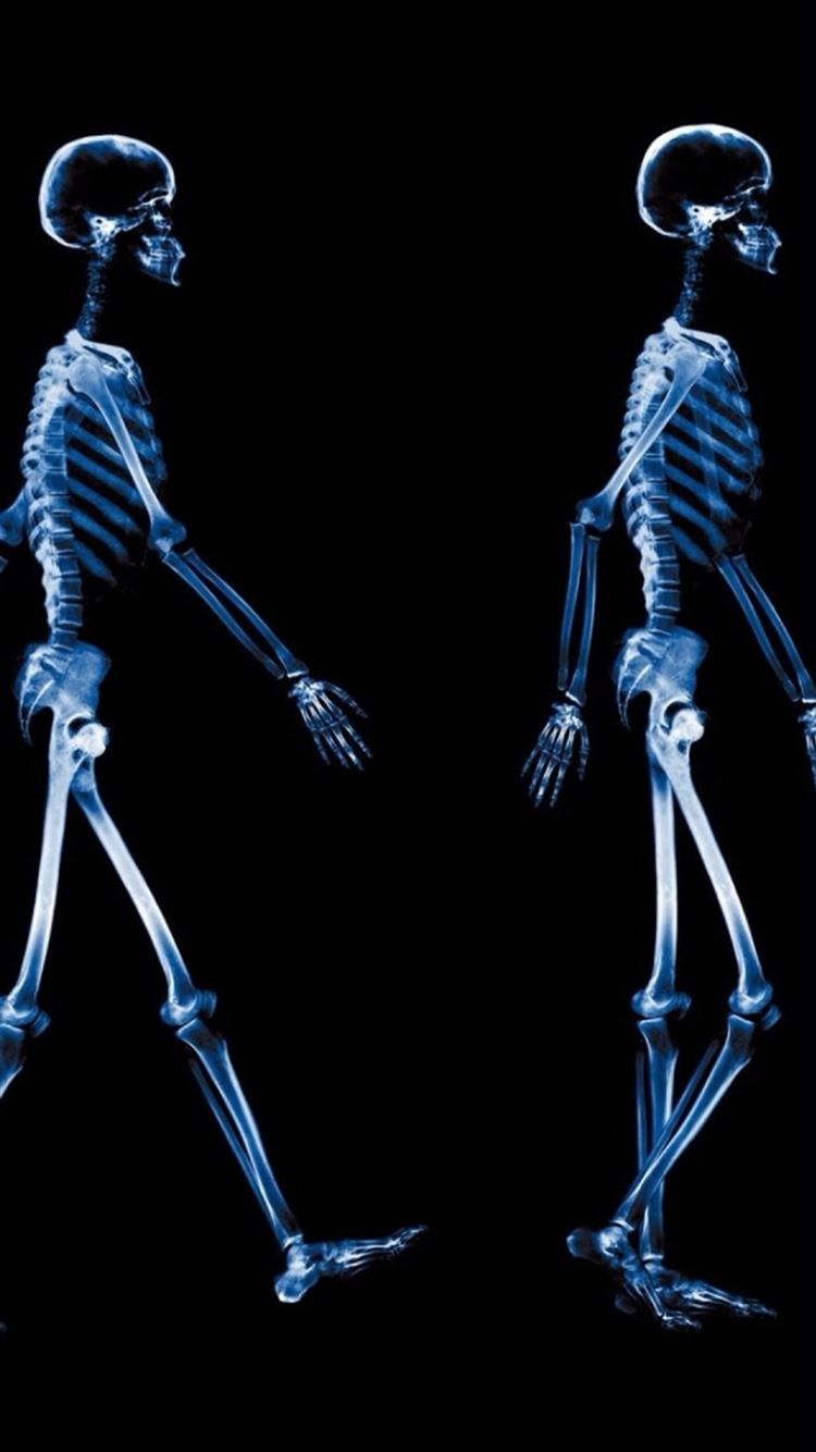 Abstract Xray Walking Human Skeleton Dark iPhone 8 Wallpaper Free Download