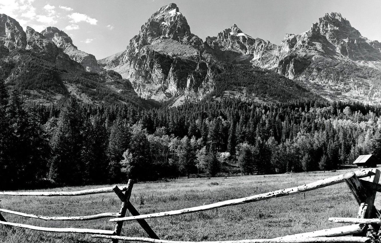 Wallpaper Mountains, Black and white, Wyoming image for desktop, section пейзажи