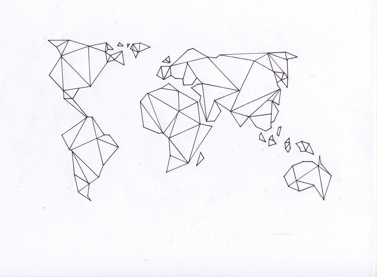 Minimalistic Geometric World Map