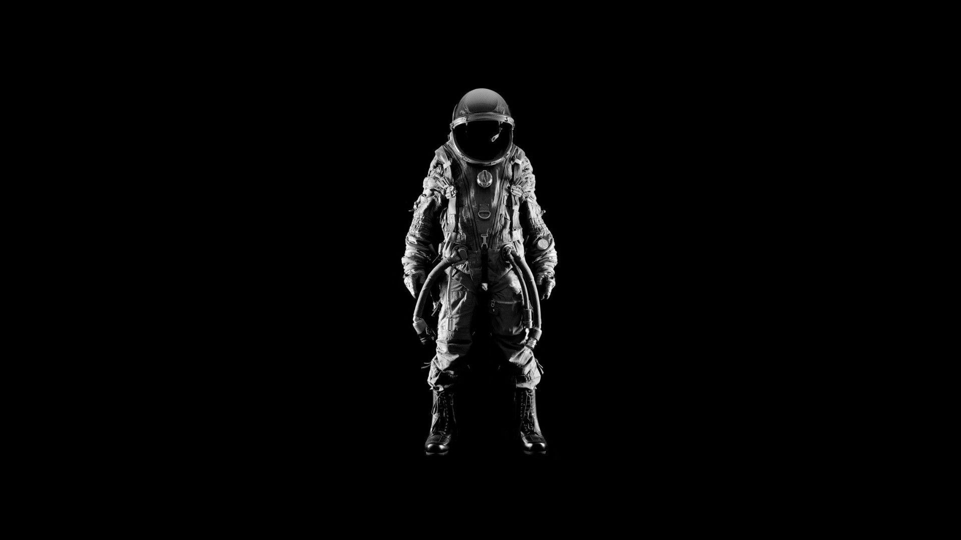 digital Art, Black Background, Minimalism, Astronaut, Helmet, Spacesuit, Monochrome, Boots Wallpaper HD / Desktop and Mobile Background