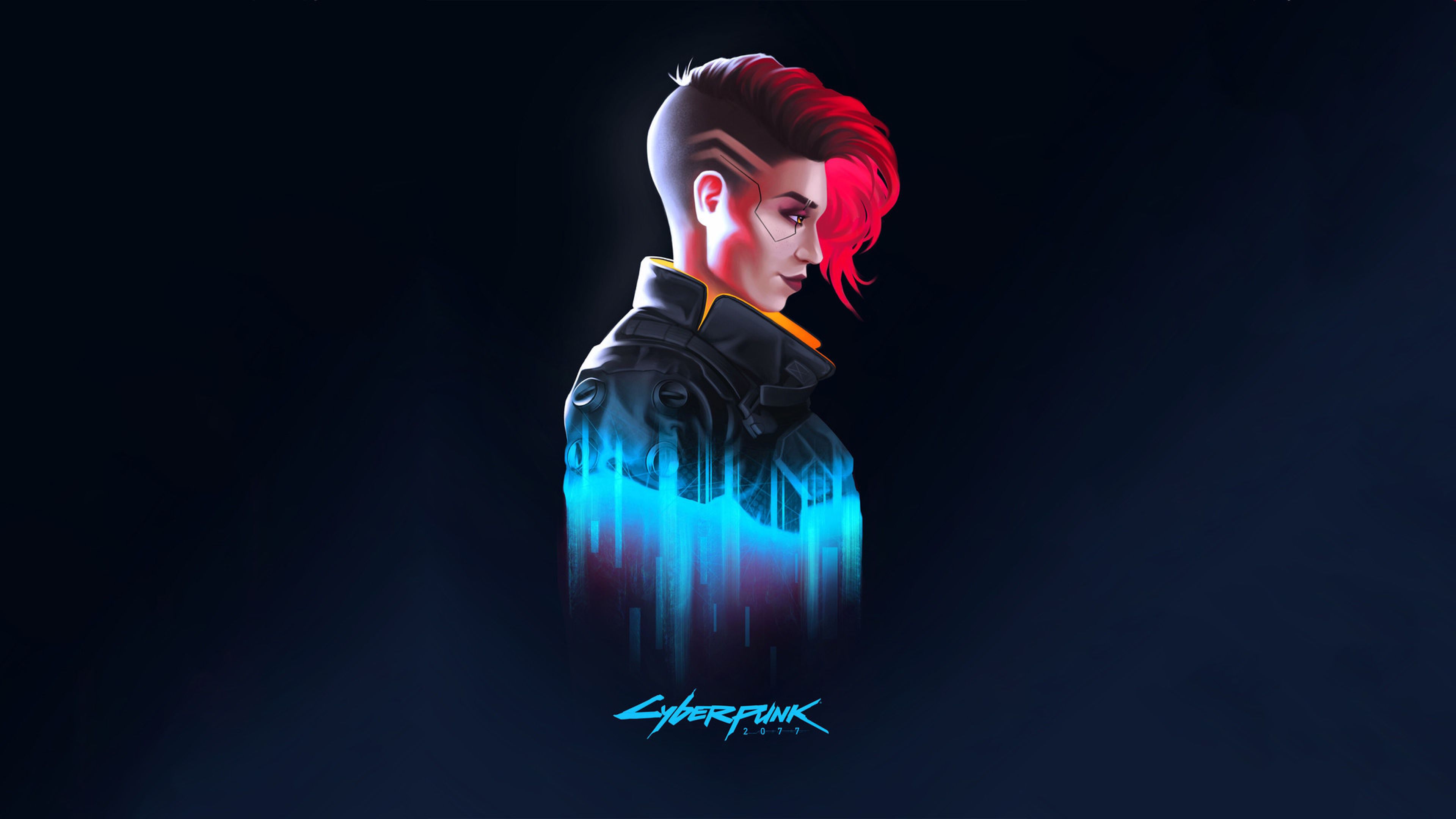 Cyberpunk 2077 Female V Minimalist 4K