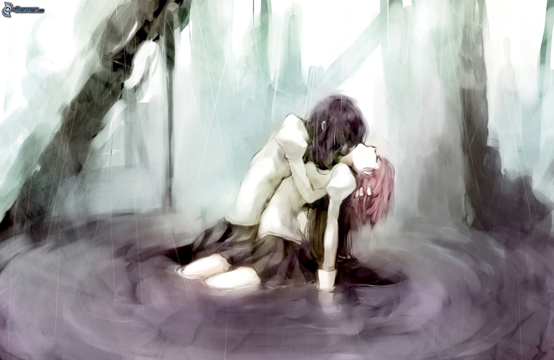 Anime Couple Wallpaper Sad