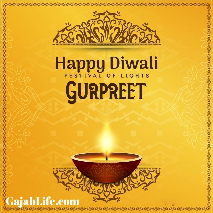 Gurpreet Wish Happy Diwali Quotes image in English Hindi 2020 Greeting Card with name