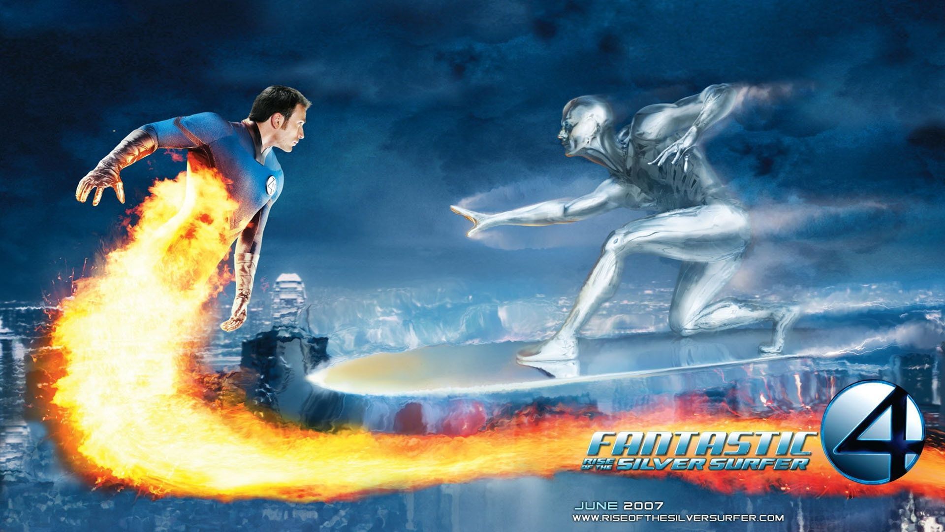 Download Wallpaper 1920x1080 fantastic rise of the silver surfer, chris evans, human torch, johnny. Silver surfer, Silver surfer wallpaper, Silver surfer movie