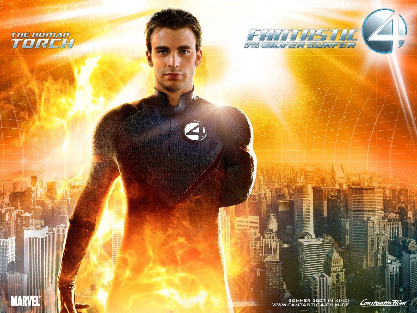 Wallpaper, fantastic Chris Evans, Human Torch, johnny storm, rise of the silver surfer 1600x1200