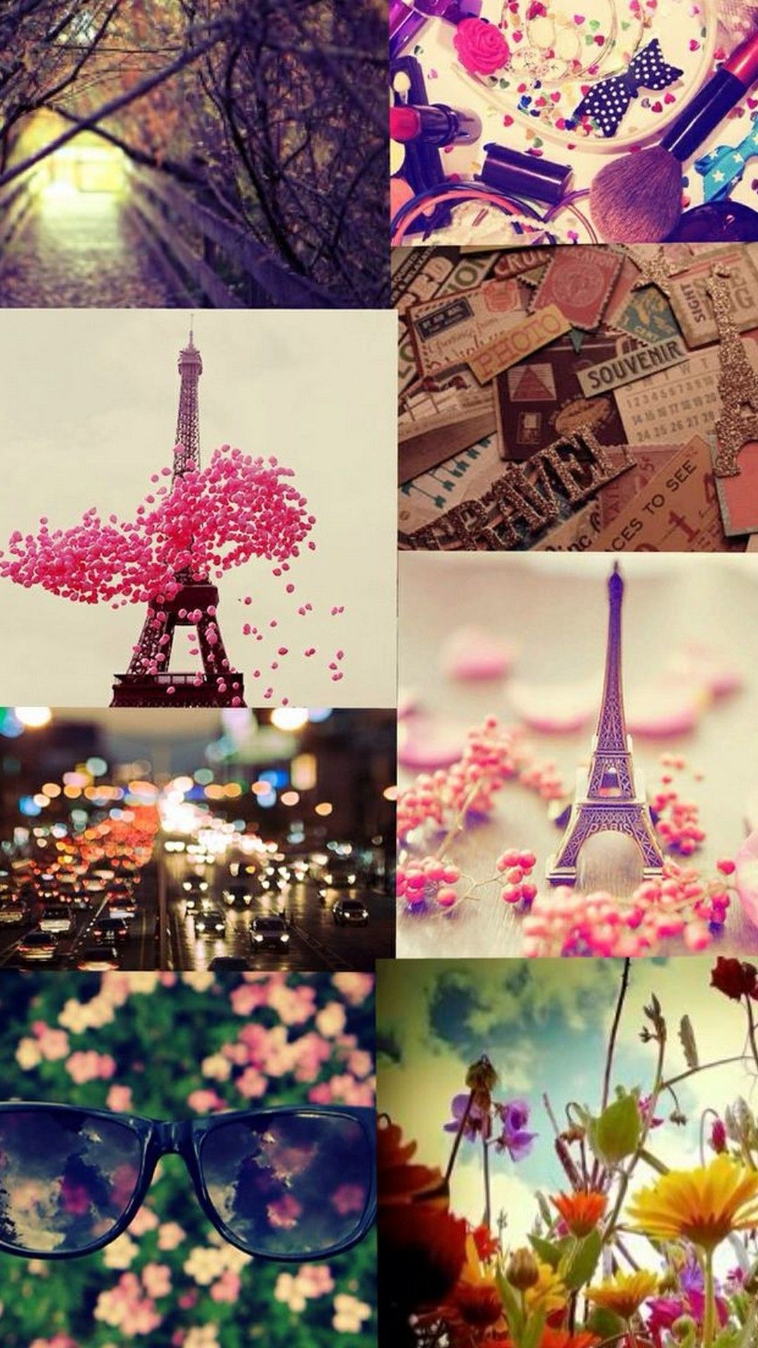 girly wallpaper, pink, purple, collage, lilac, spring
