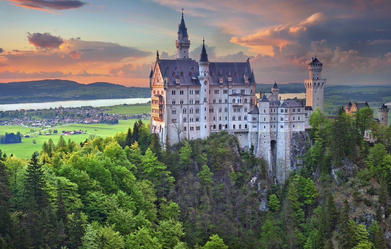 Wallpaper spring, Germany, Bayern, Neuschwanstein castle image for desktop, section город