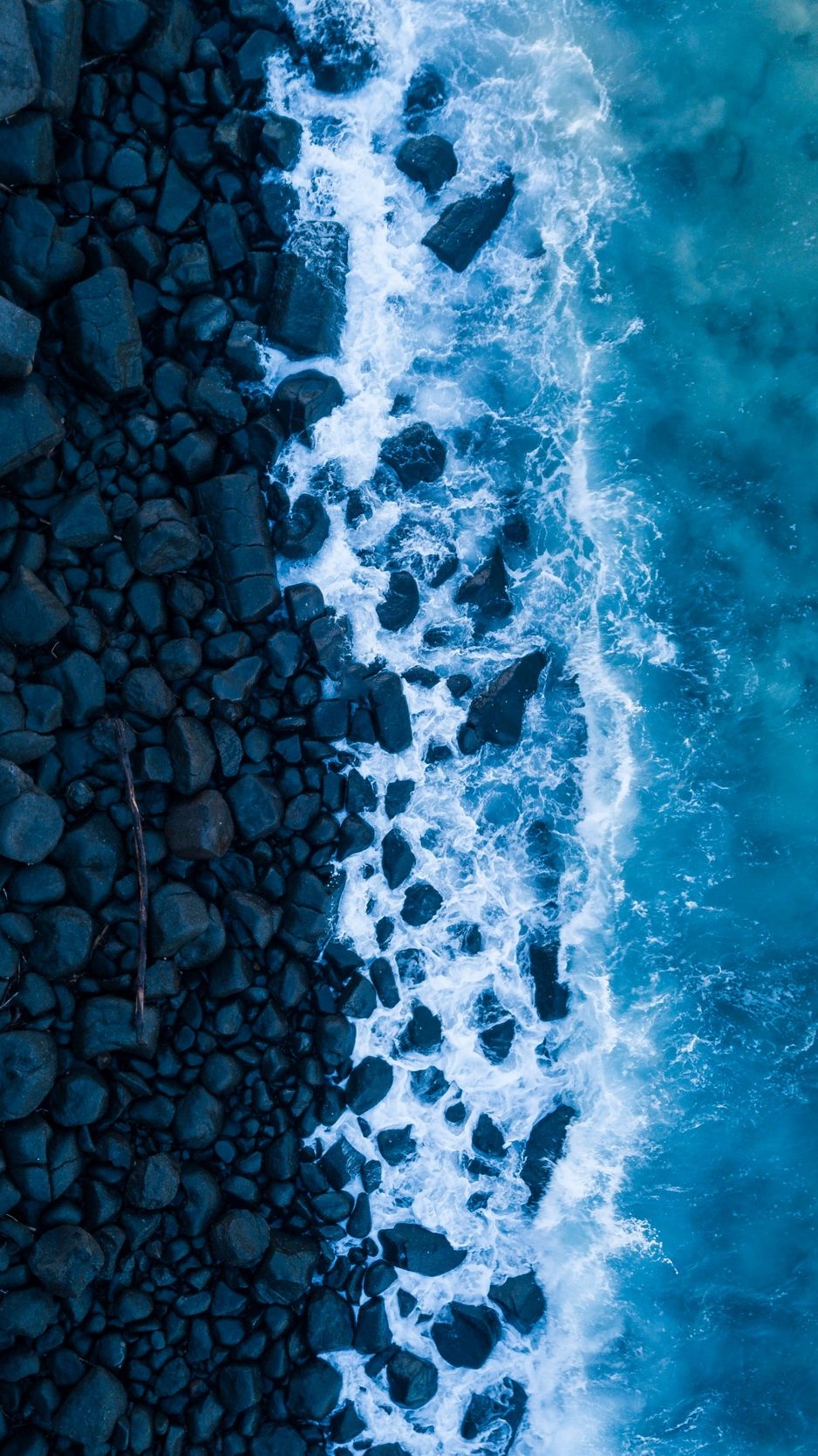 Ocean, surf, rocks, view from above, shore wallpaper