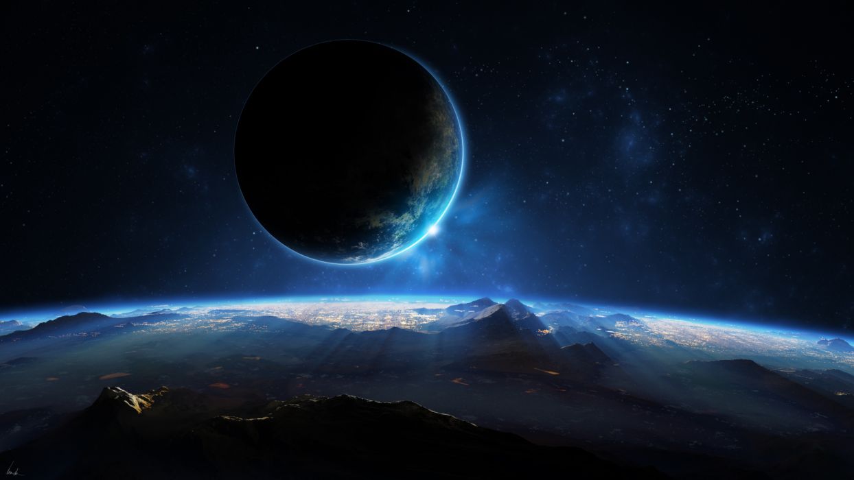 Alien Landscape Planet Stars Starlight space planets wallpaperx1080