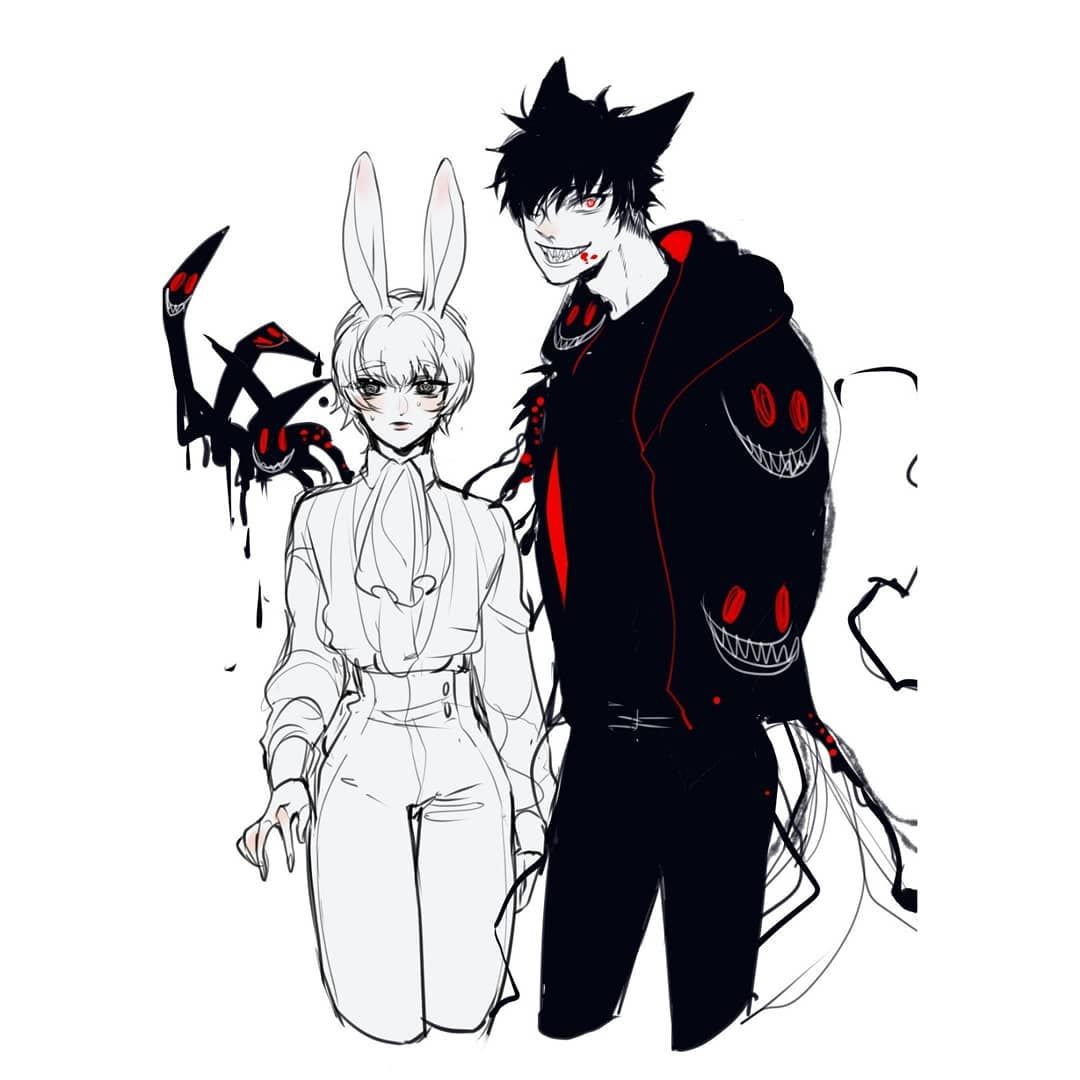 Crabby_OC Wolf and Rabbit _:3JZ. Anime drawings boy, Boy art, Bunny art