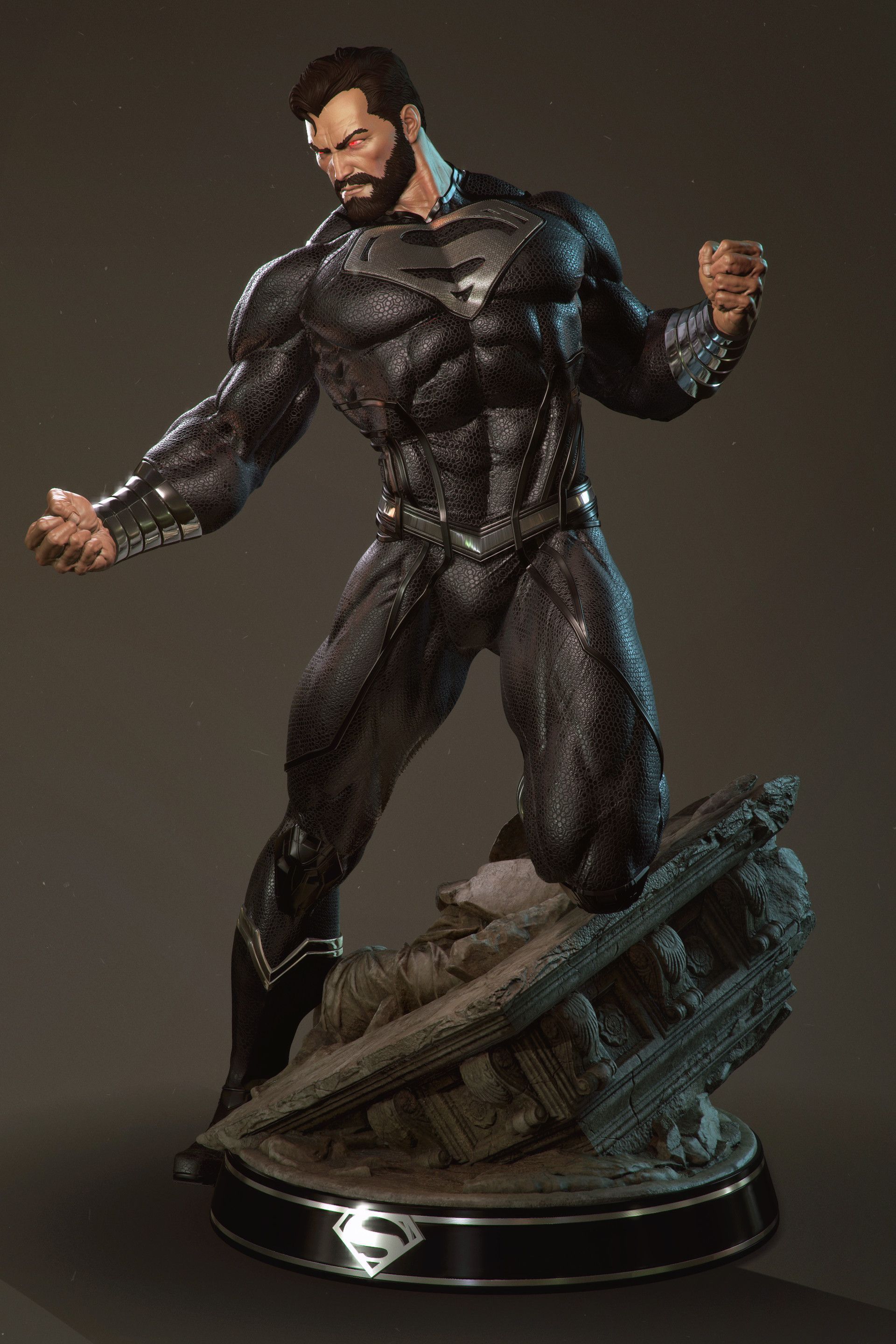 Superman Returns black suit, Gerard Kravchuk. Superhero art, Superman art, Marvel statues