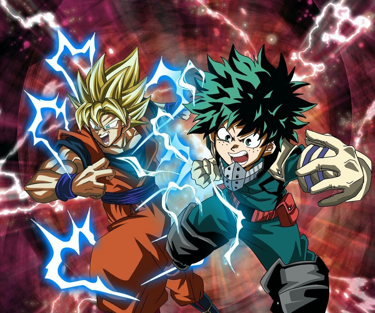 Goku & Midoriya. Anime crossover, Dragon ball super manga, Dragon ball artwork
