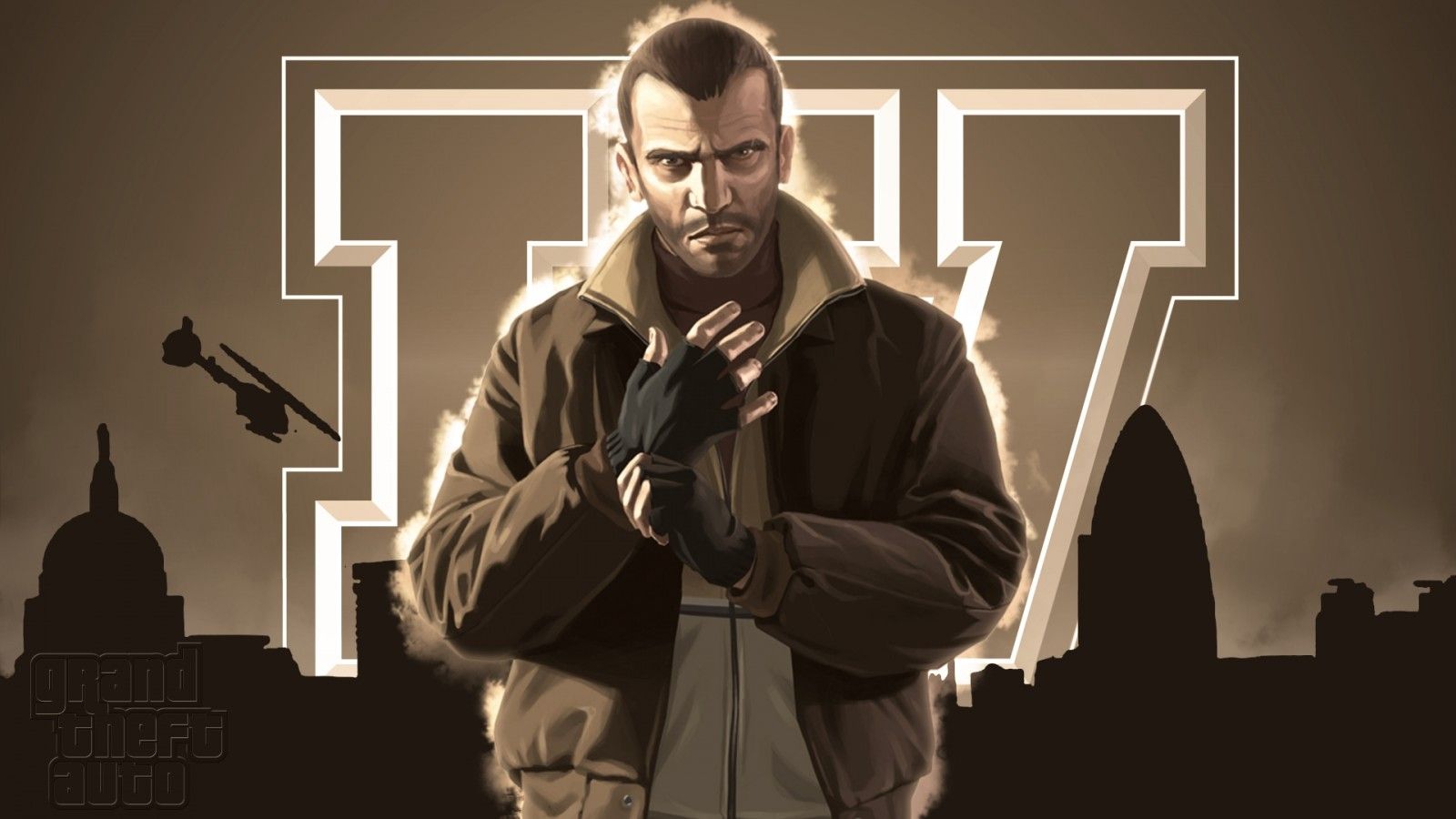 Wallpaper, GTA, grand theft auto 4, Niko Bellic, helicopter, look 1920x1080