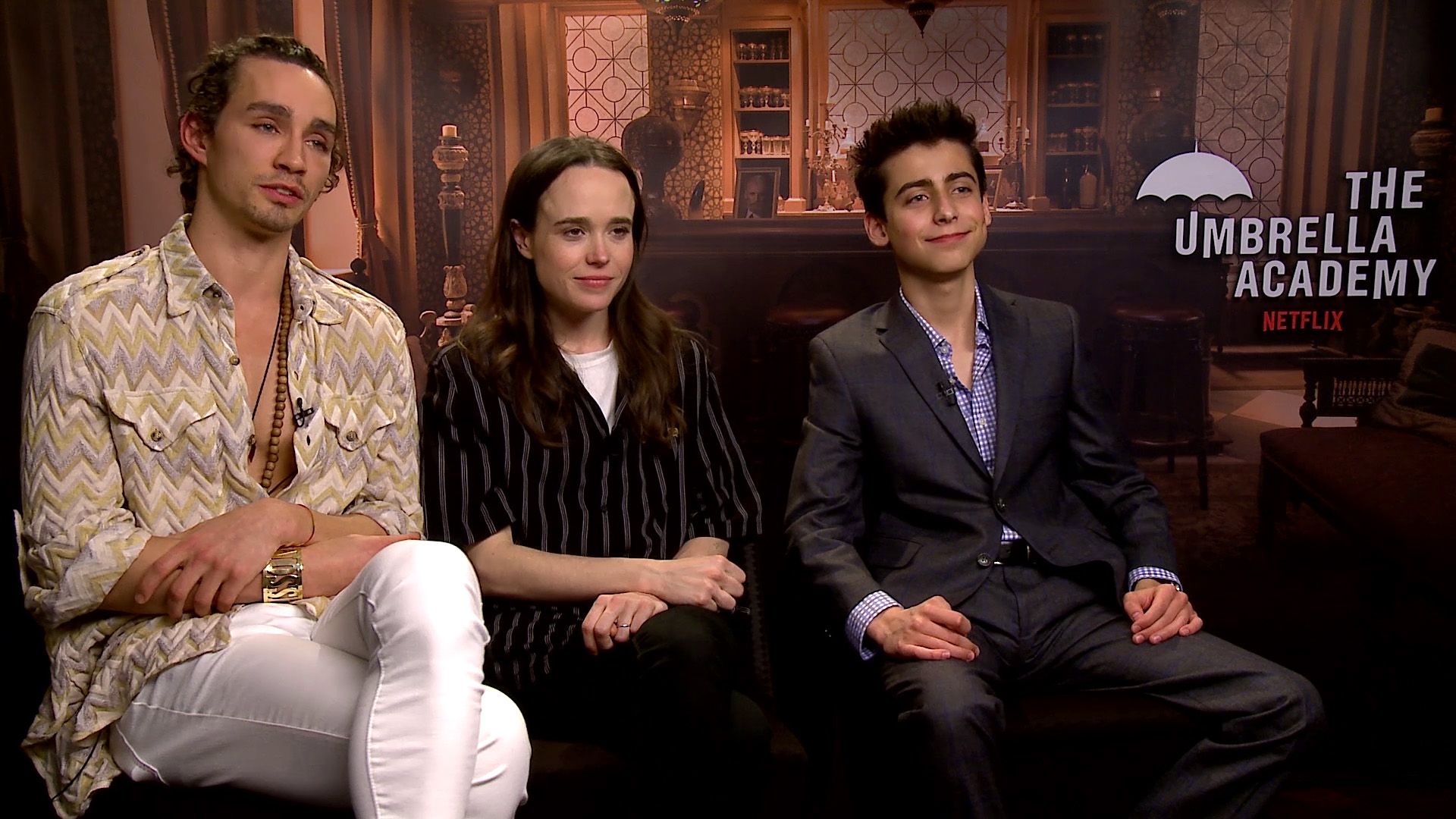 The Umbrella Academy's Robert Sheehan and Ellen Page on sleeping on grave and violin lesson