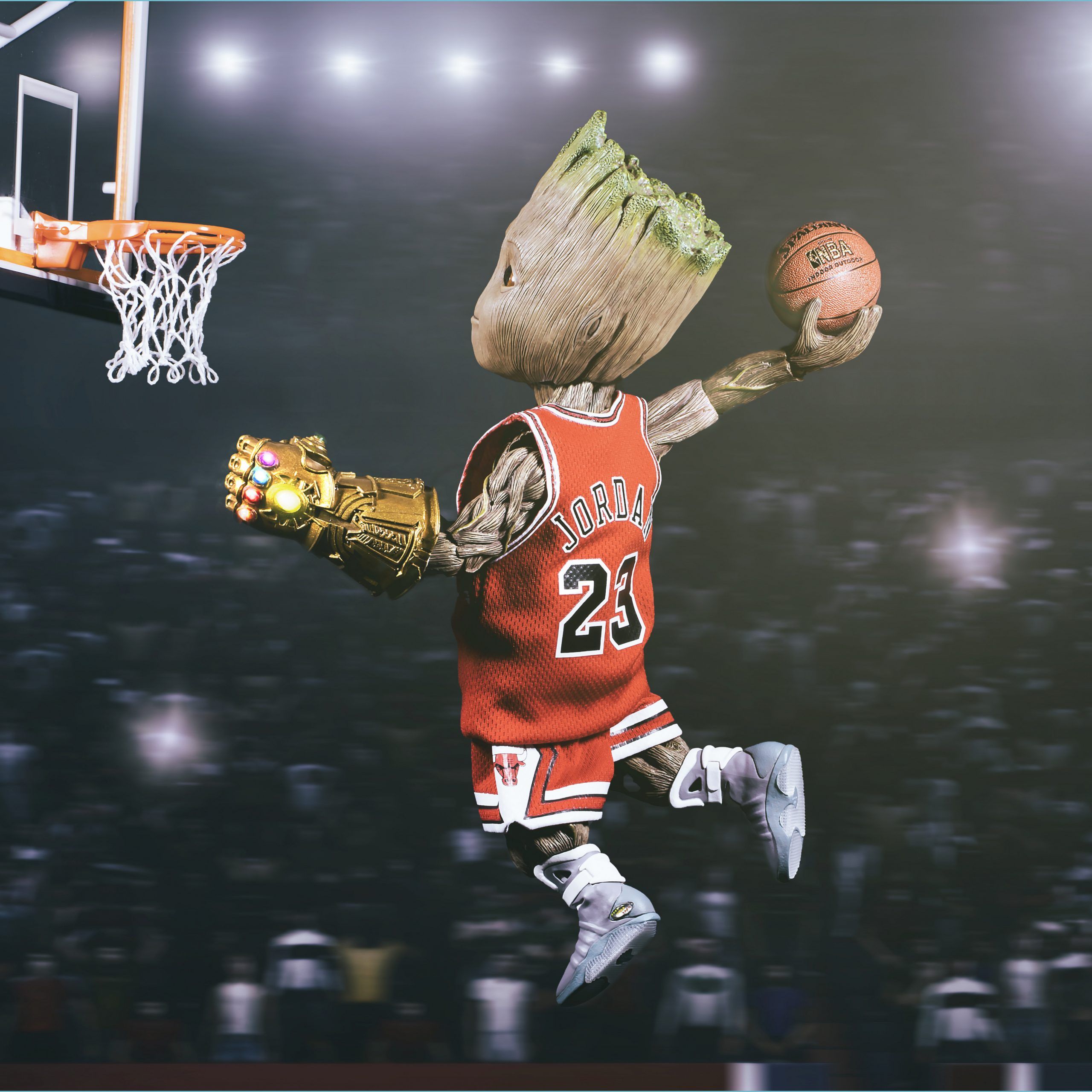 Baby Groot Playing Basketball, HD Superheroes, 14k Wallpaper