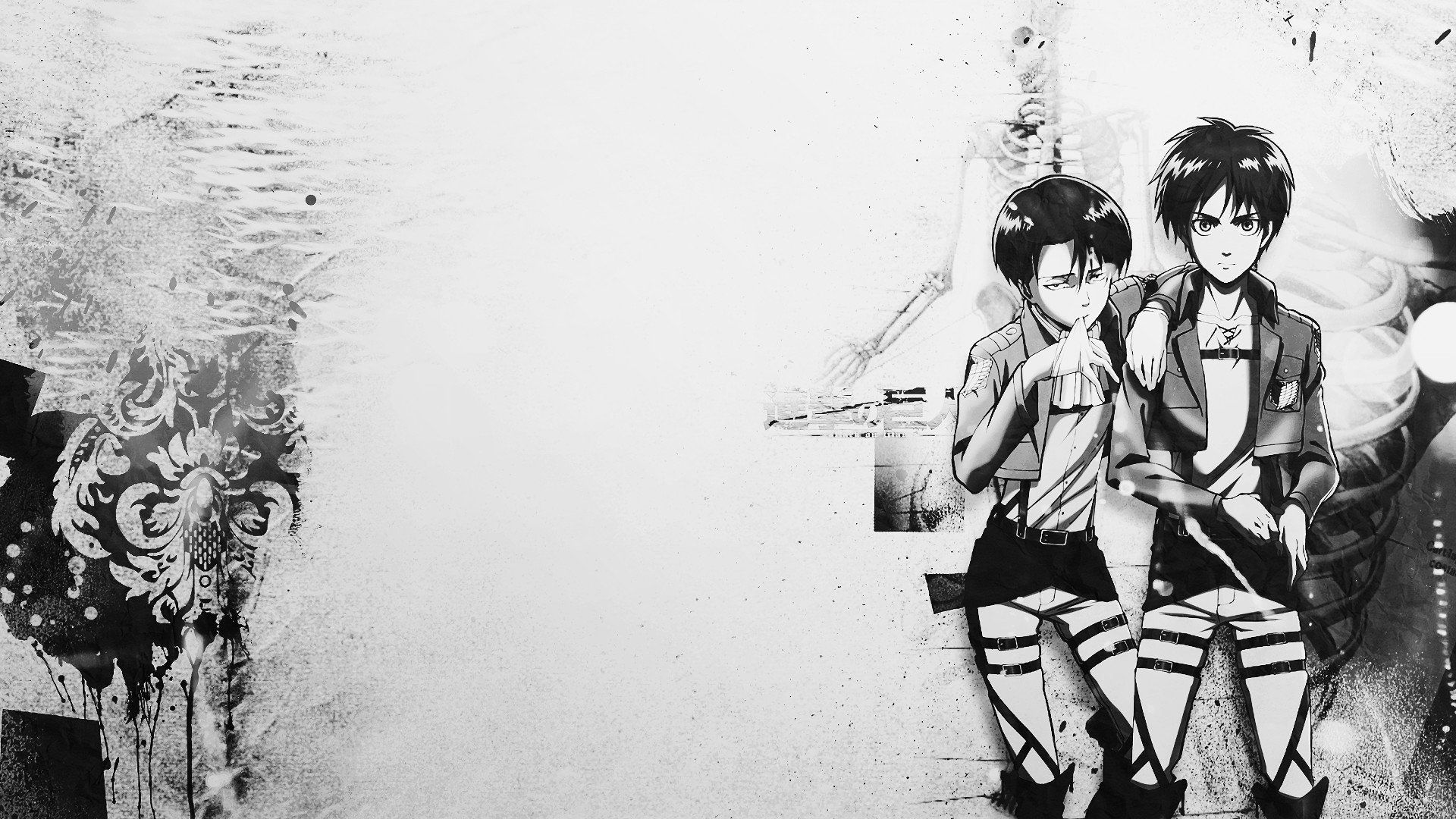 Attack On Titan Black And White Wallpapers Wallpaper Cave