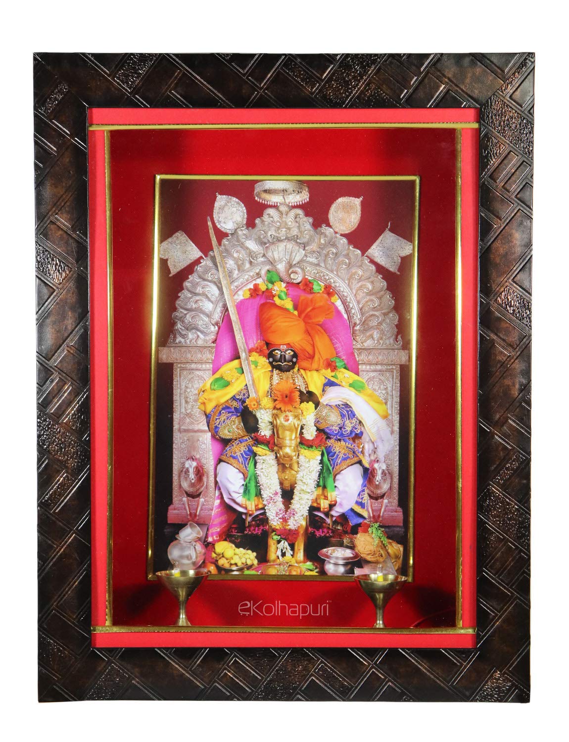 Buy EKolhapuri Handcrafted Gods Idols Wall Hanging Wall Décor Shri Jyotiba Idol, Kolhapur With Light System And Frame Online At Low Prices In India