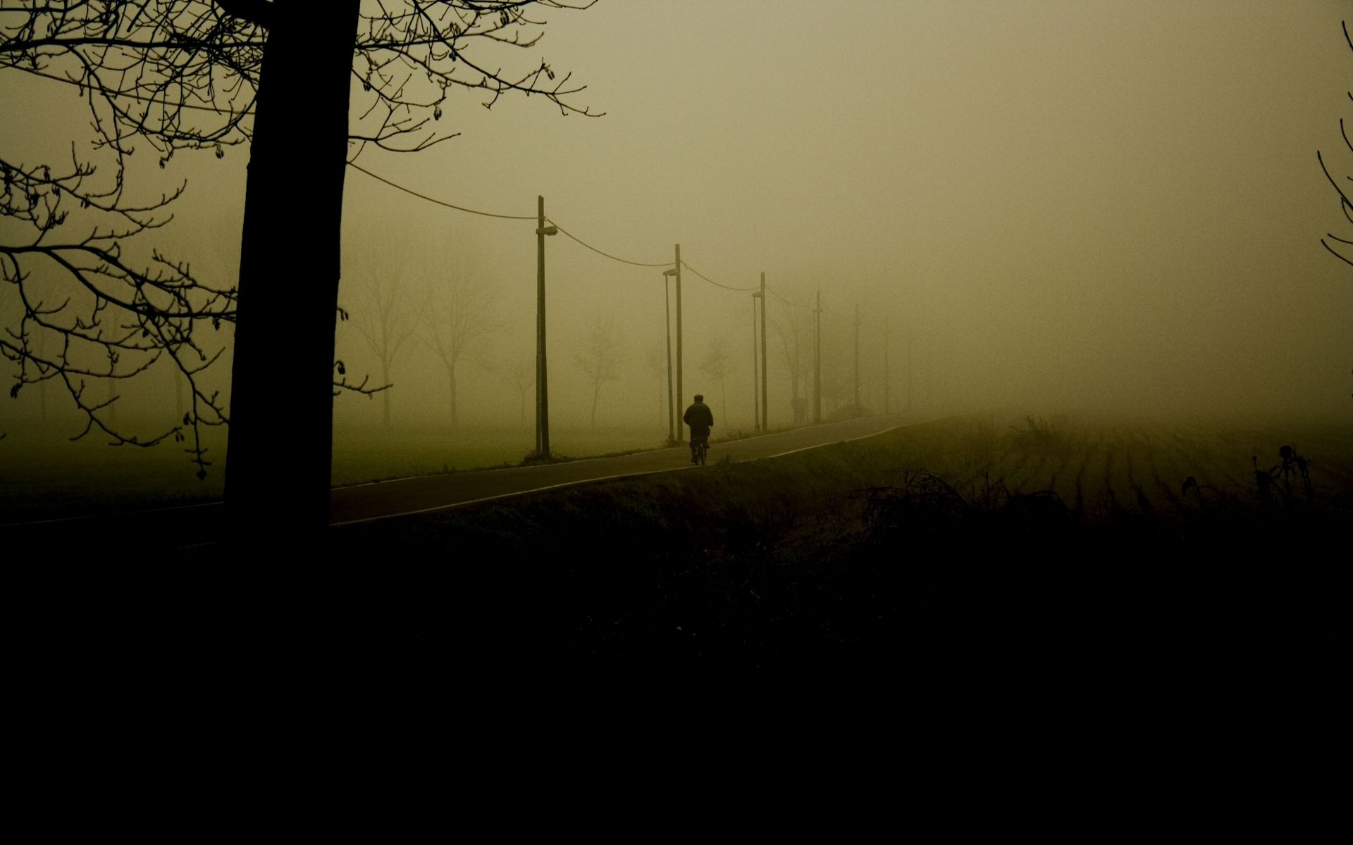 mood, Alone, Nature, Landscapes, Trees, Fog, Dark, People, Roads Wallpaper HD / Desktop and Mobile Background