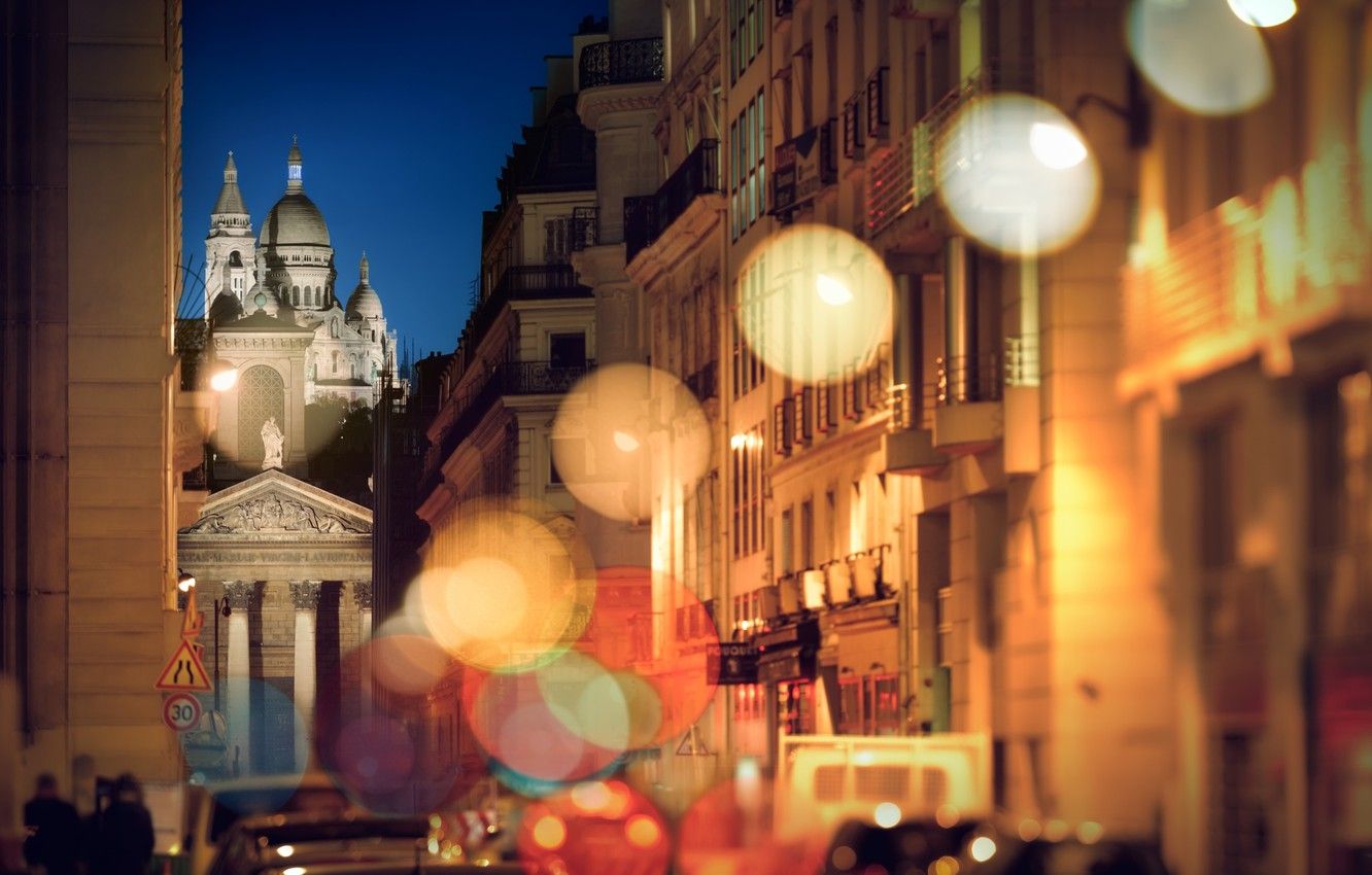 Wallpaper road, night, Paris, Montmartre image for desktop, section город