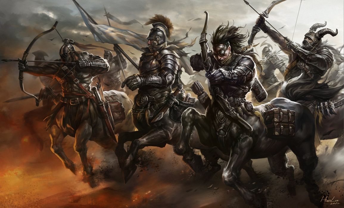 Running onions army weapon archer movement Centaurs banner Art wallpaperx1164