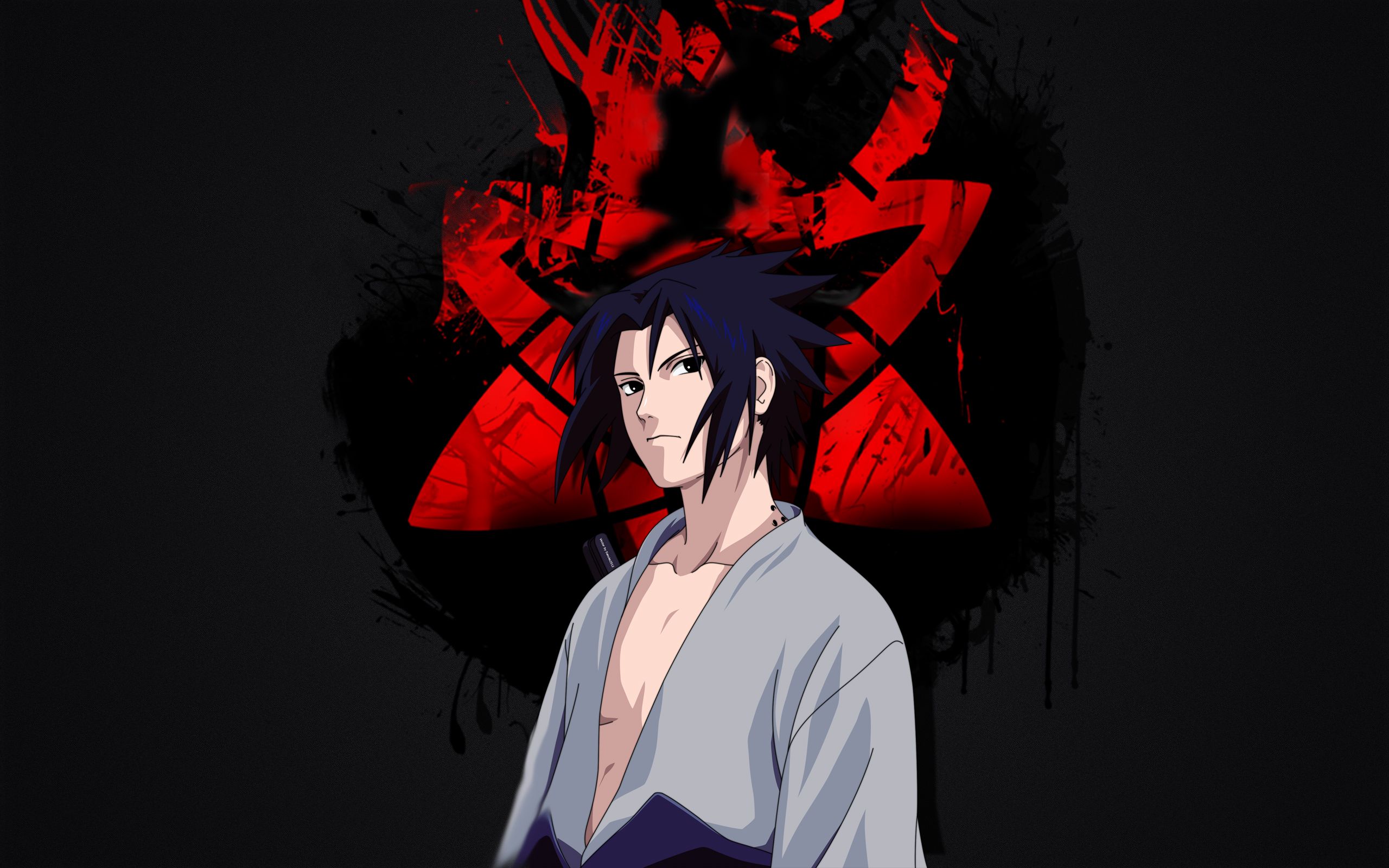 wallpaper do personagem sasuke uchiha do anime naruto em um