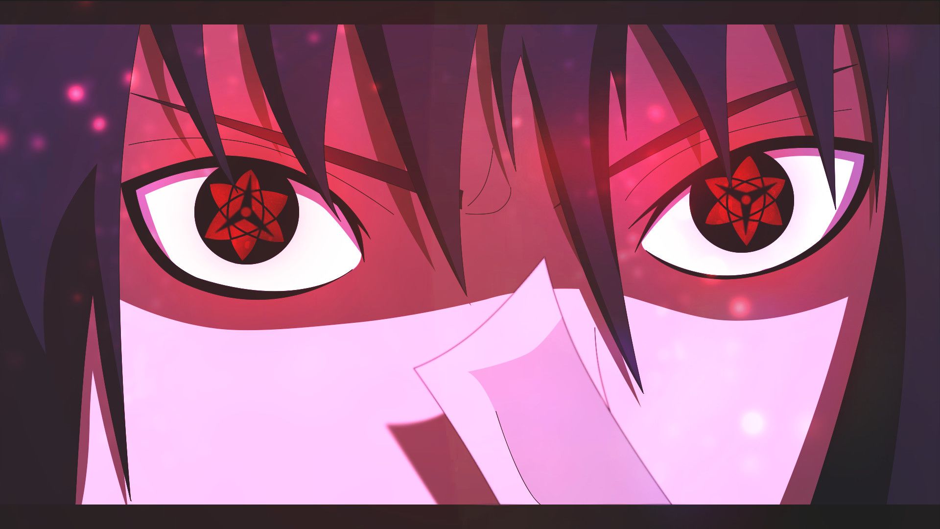 Wallpaper, Uchiha Sasuke, naruto anime, shuriken, red eyes, illustration, artwork 1920x1080