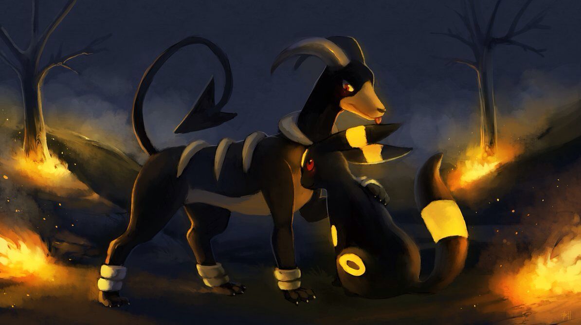 Umbreon and houndoom!. Umbreon wallpaper, Dark type pokemon, Pokemon