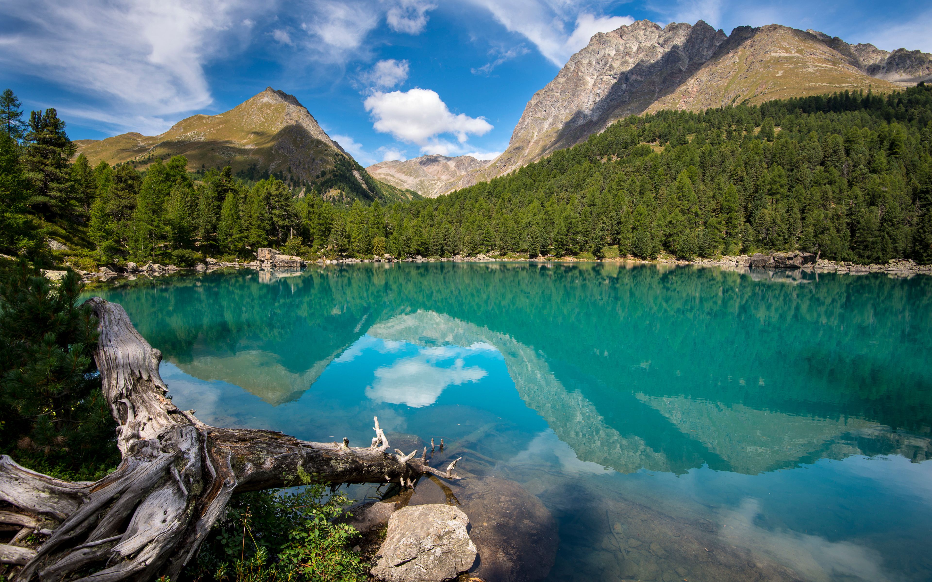 ...blue lake, mountains, summer, Lakes of Switzerland, Poschiavo, Grisons, ...