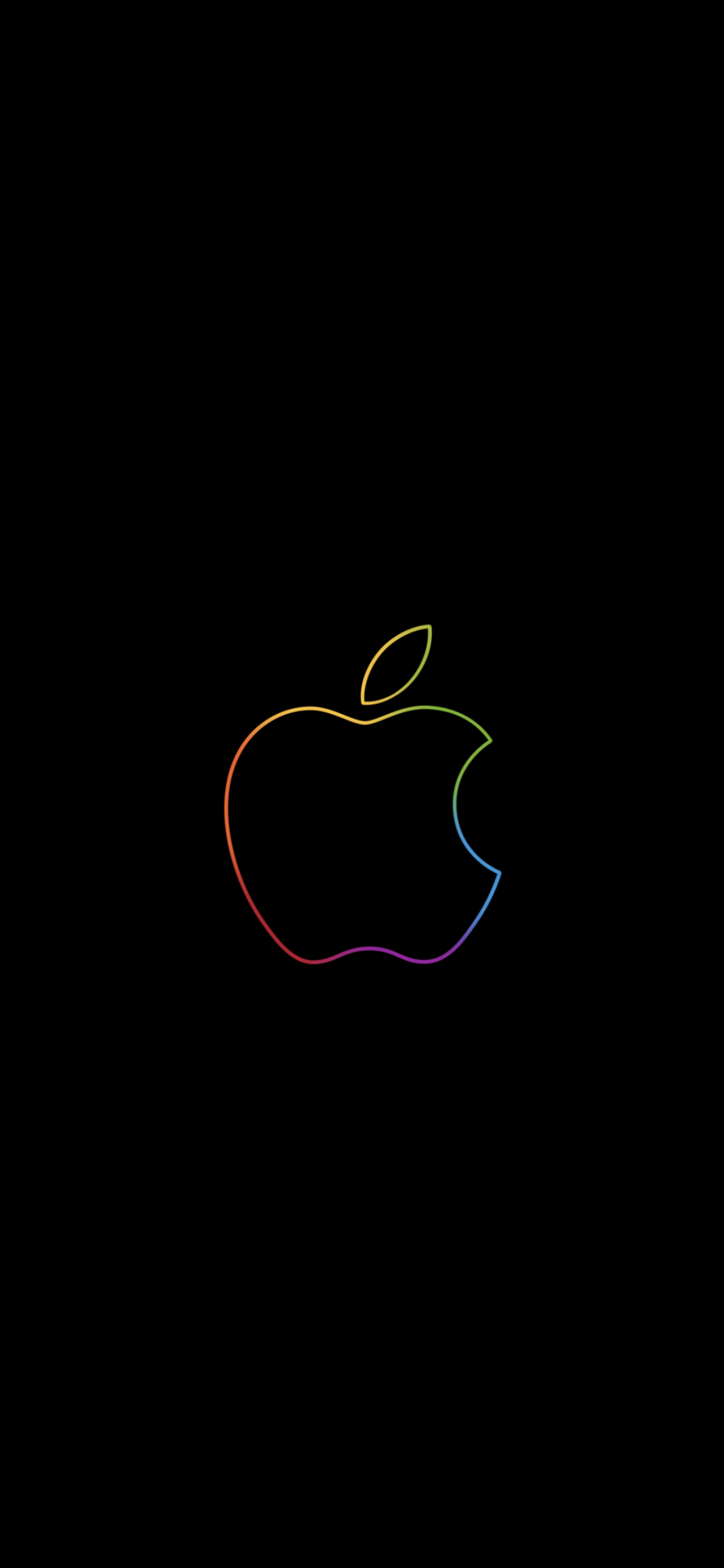 Apple logo 4K Wallpaper, Colorful, Outline, Black background, iPad, HD, Technology