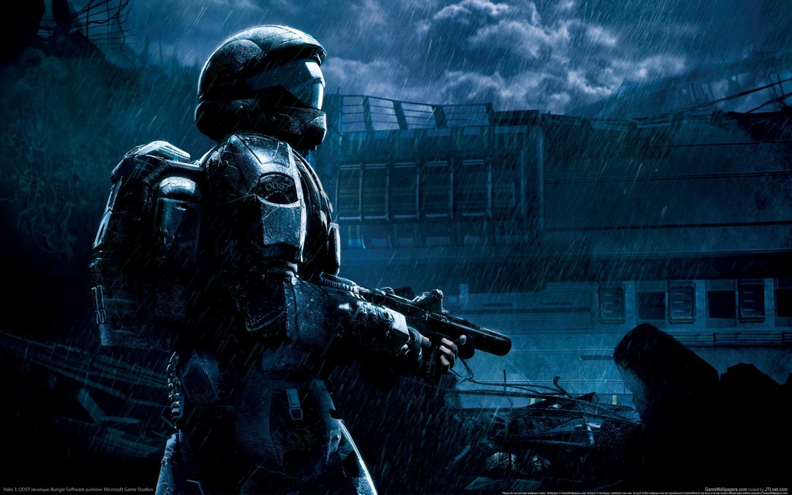 Wallpaper, video games, soldier, Halo 3, Halo 3 ODST, darkness, screenshot, computer wallpaper, pc game 2560x1600
