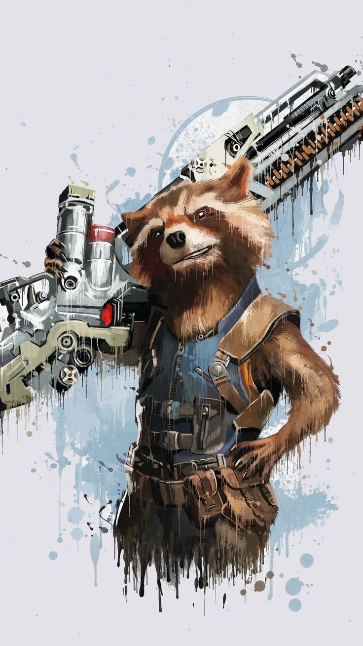 Rocket Raccoon With Gun HD Wallpaper