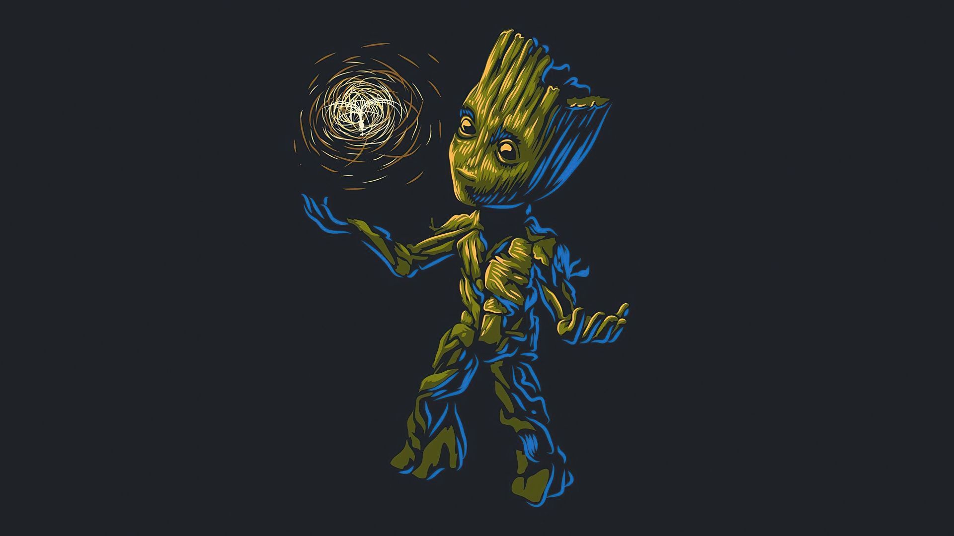 Baby groot, play, art wallpaper, HD image, picture, background, 3Df53e
