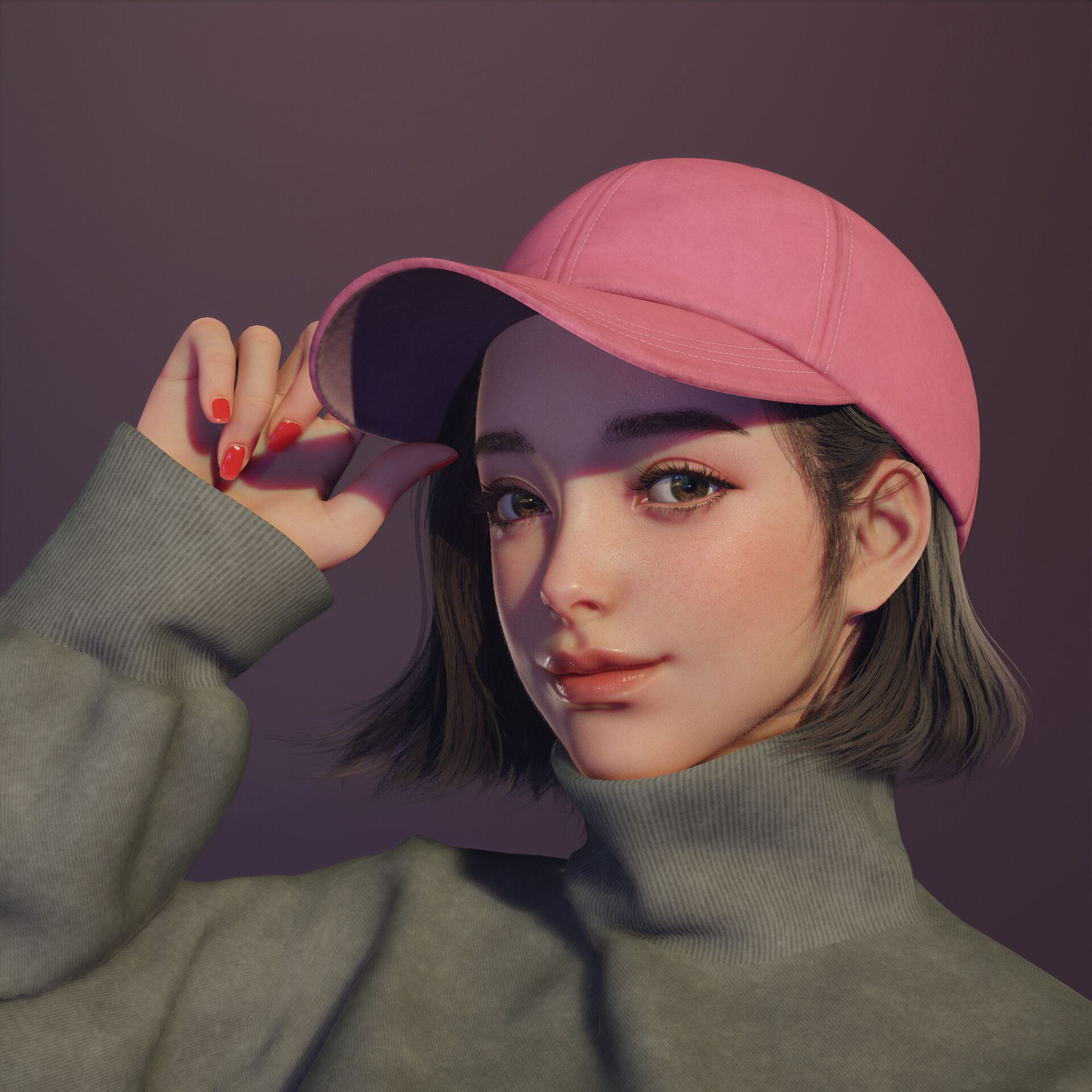 girl in a cap, Juhye Jeong. Girls cartoon art, Digital art girl, Cute cartoon girl