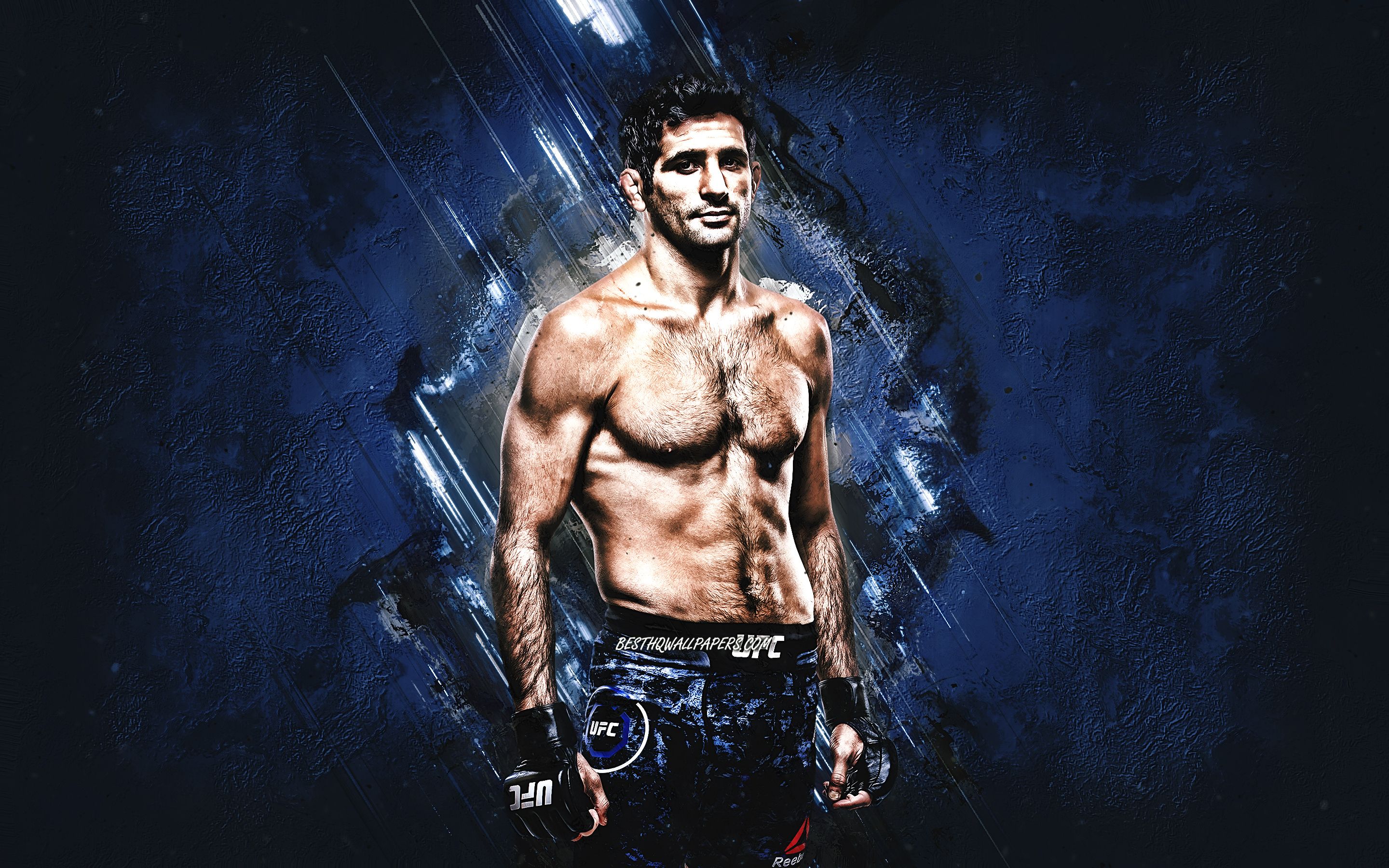 Download wallpaper Beneil Dariush, american fighter, UFC, portrait, creative art, blue stone background, Ultimate Fighting Championship for desktop with resolution 2880x1800. High Quality HD picture wallpaper