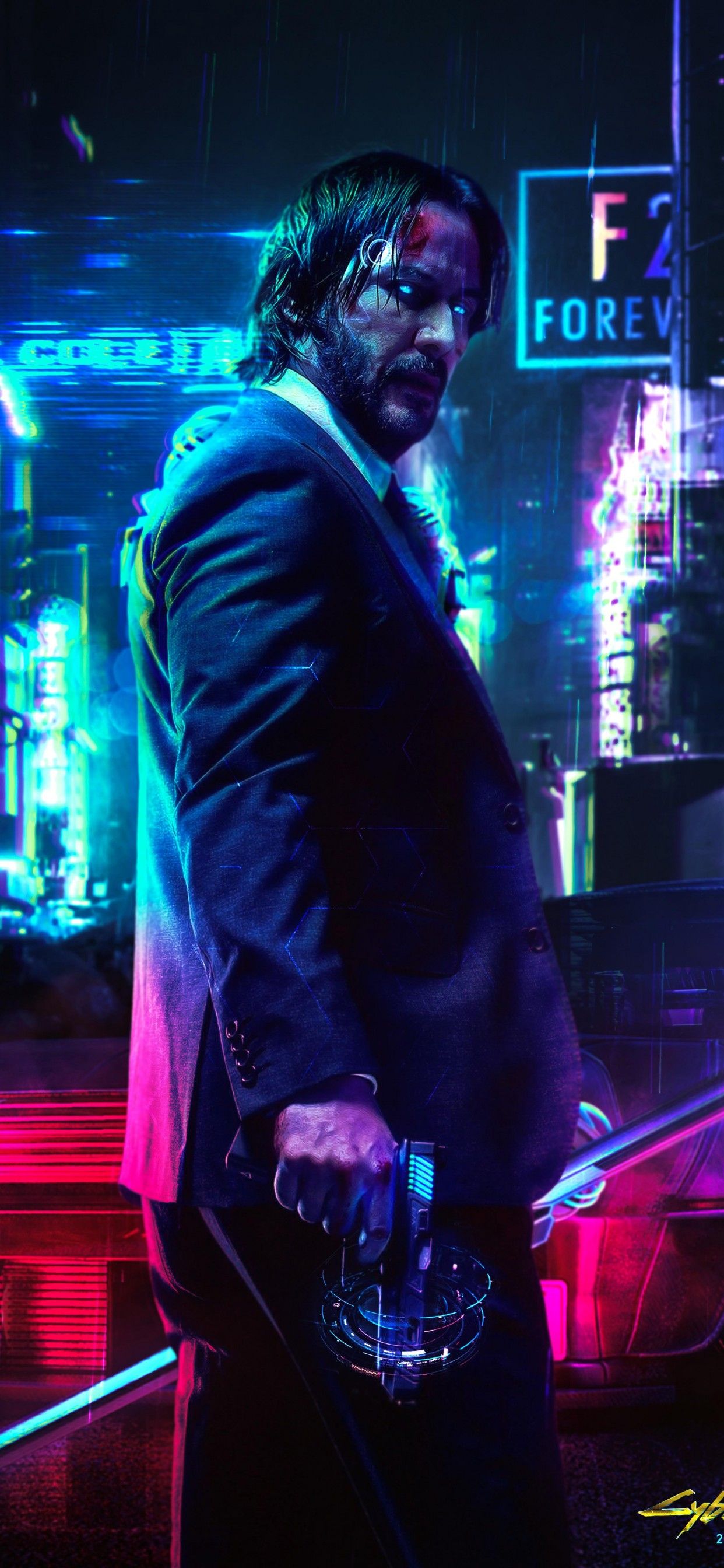 Cyberpunk 2077 4K Wallpaper, John Wick, Keanu Reeves, Graphics CGI