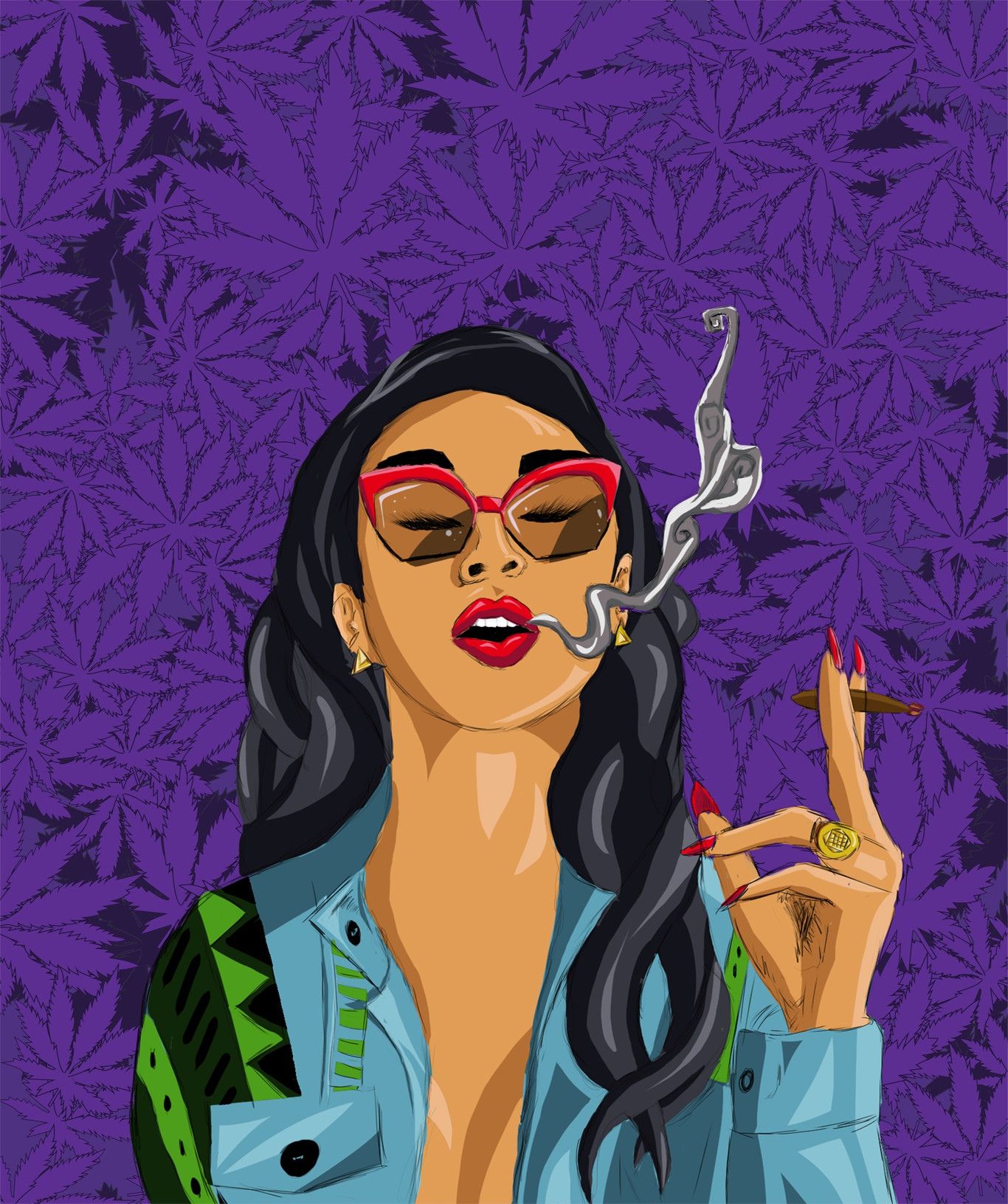 Girl Smoke Weed Art